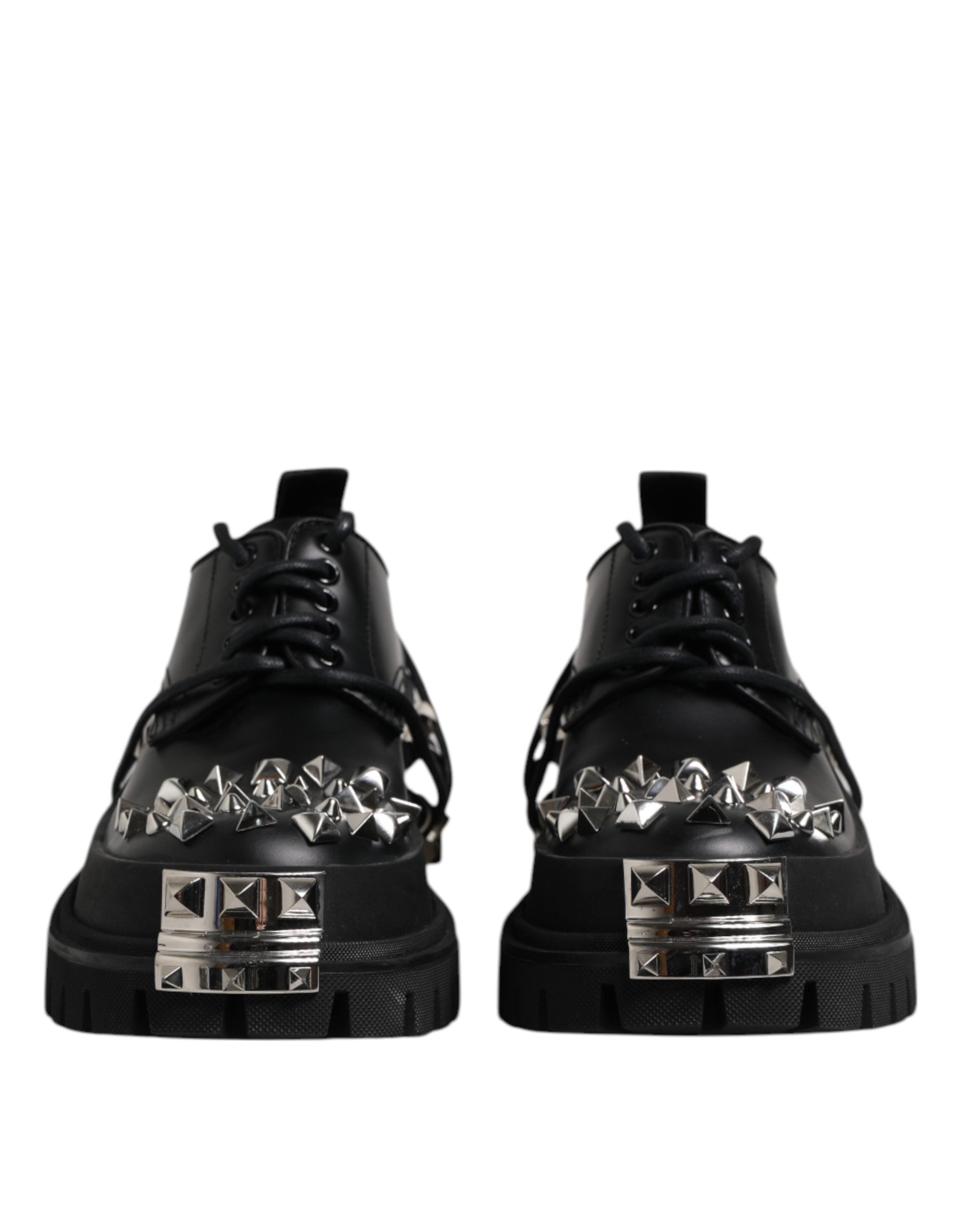 Dolce & Gabbana Black Studded Leather Hi-Trekking Derby Men Men's Shoes