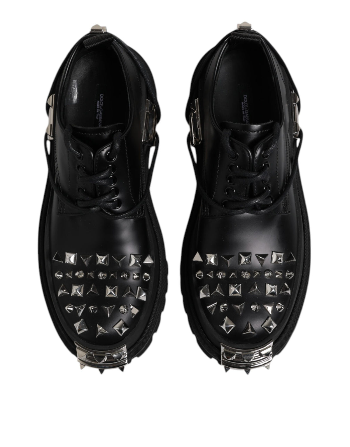 Dolce & Gabbana Black Studded Leather Hi-Trekking Derby Men Men's Shoes