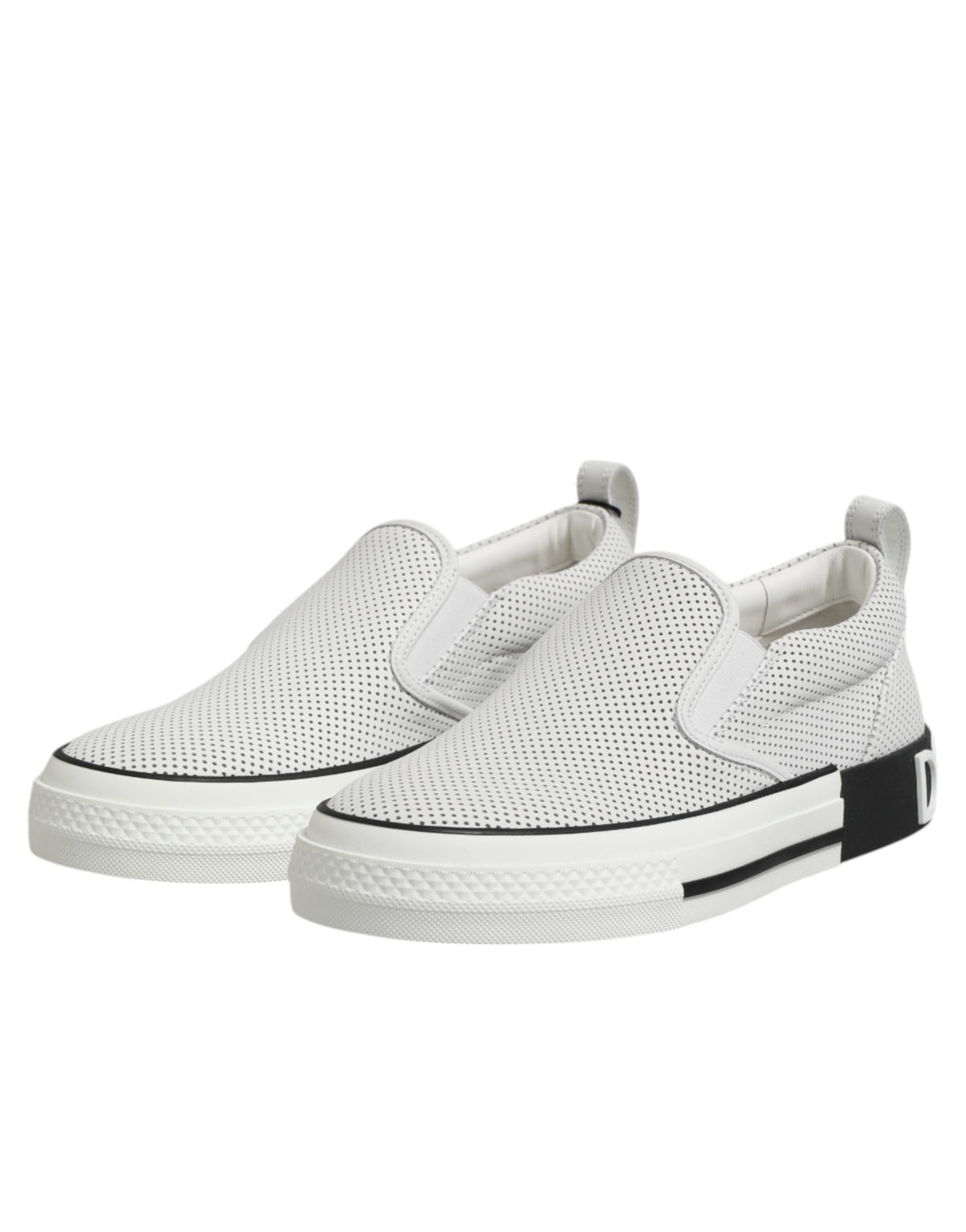 Dolce & Gabbana White Perforated Custom 2.Zero Sneakers Men's Shoes