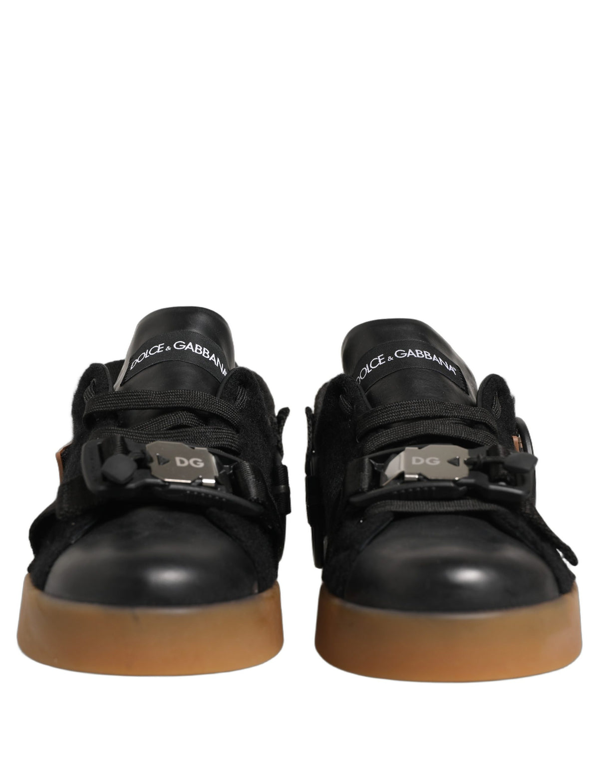Dolce & Gabbana Black Felt Leather Low Top Sneaker Men's Shoes (Pre-Owned)
