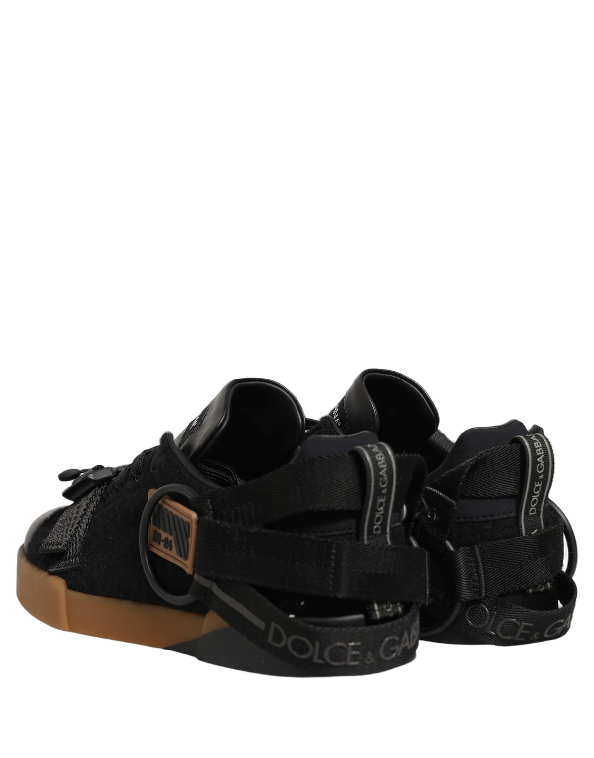 Dolce & Gabbana Black Felt Leather Low Top Sneaker Men's Shoes (Pre-Owned)