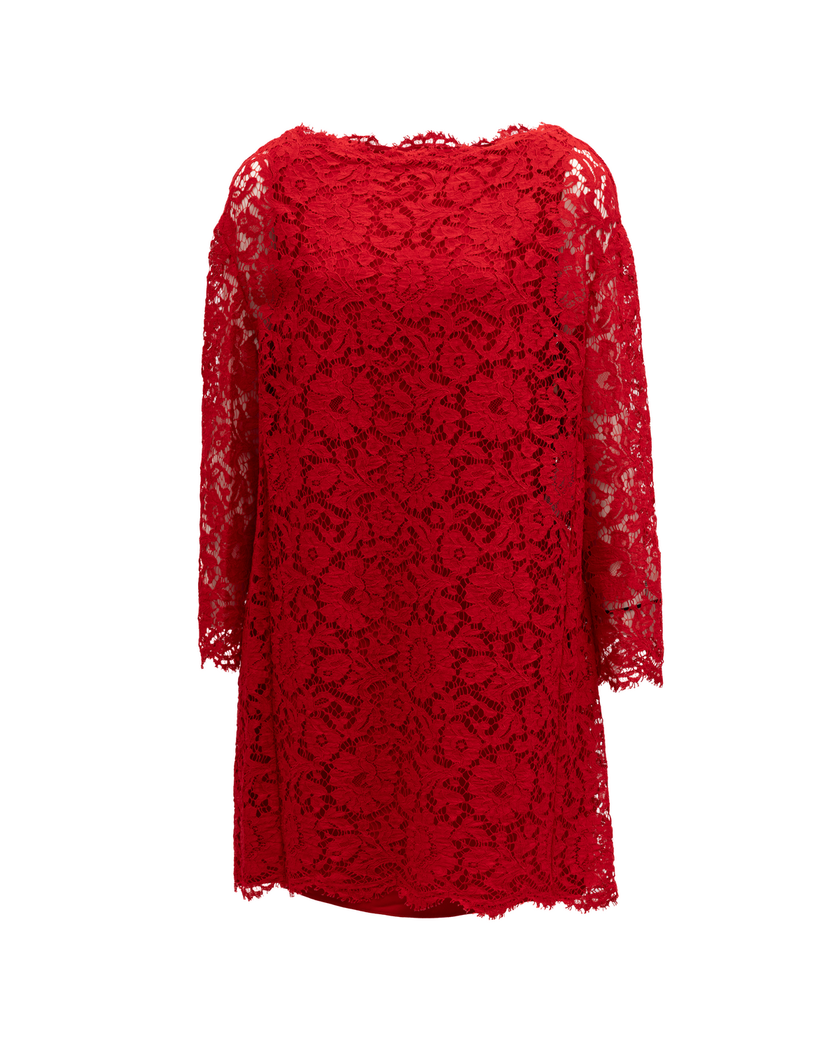 Valentino Garavani Red Lace Short Women's Dress