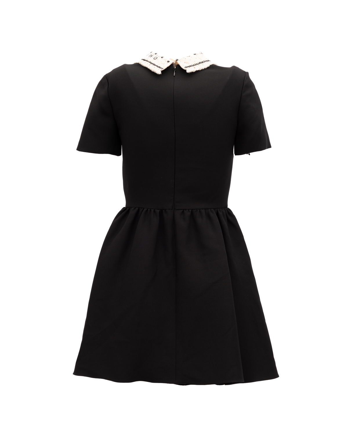 Valentino Garavani Black Mini Dress with Embellished Women's Collar
