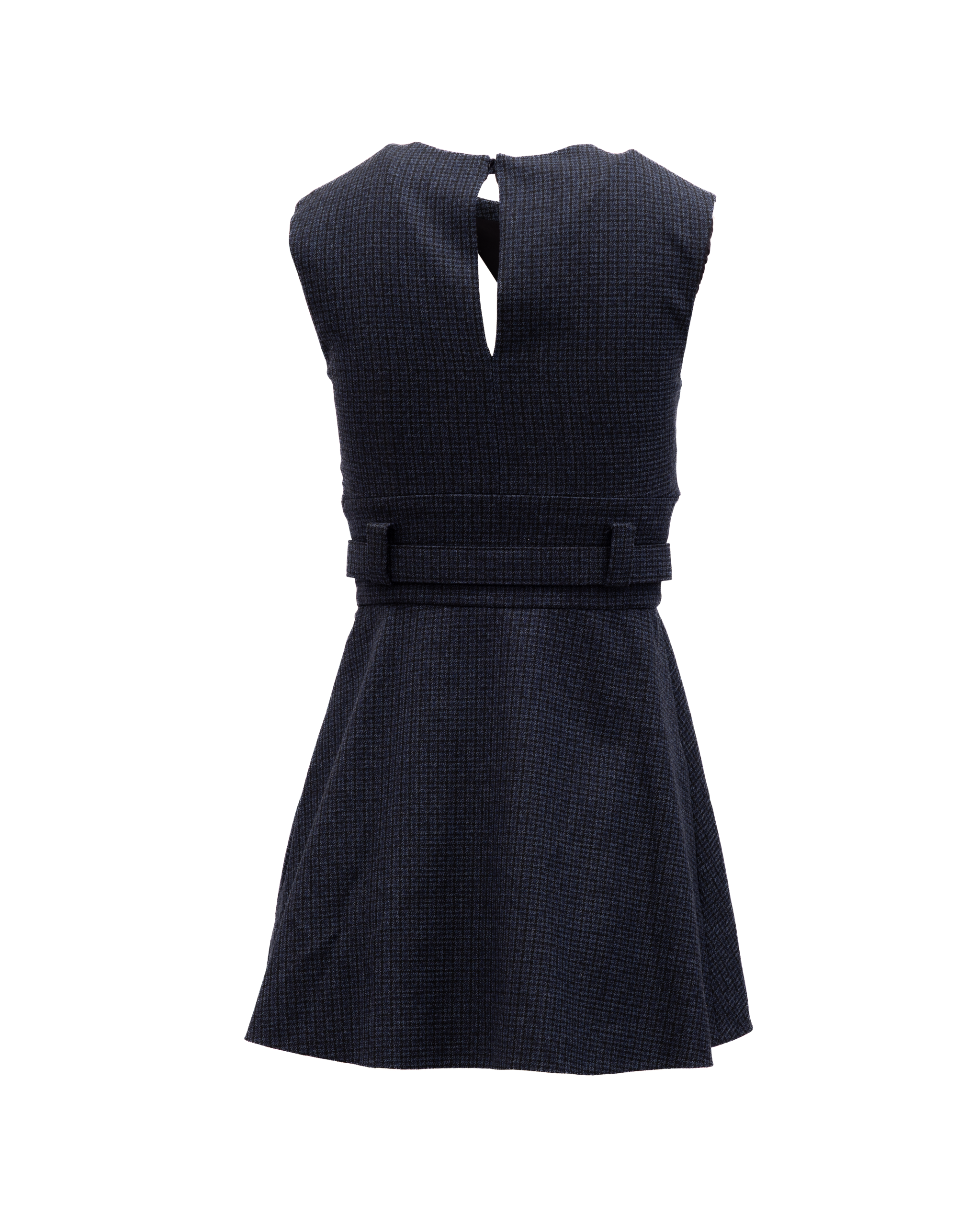 Valentino Garavani Navy Check Sleeveless Mini Women's Dress