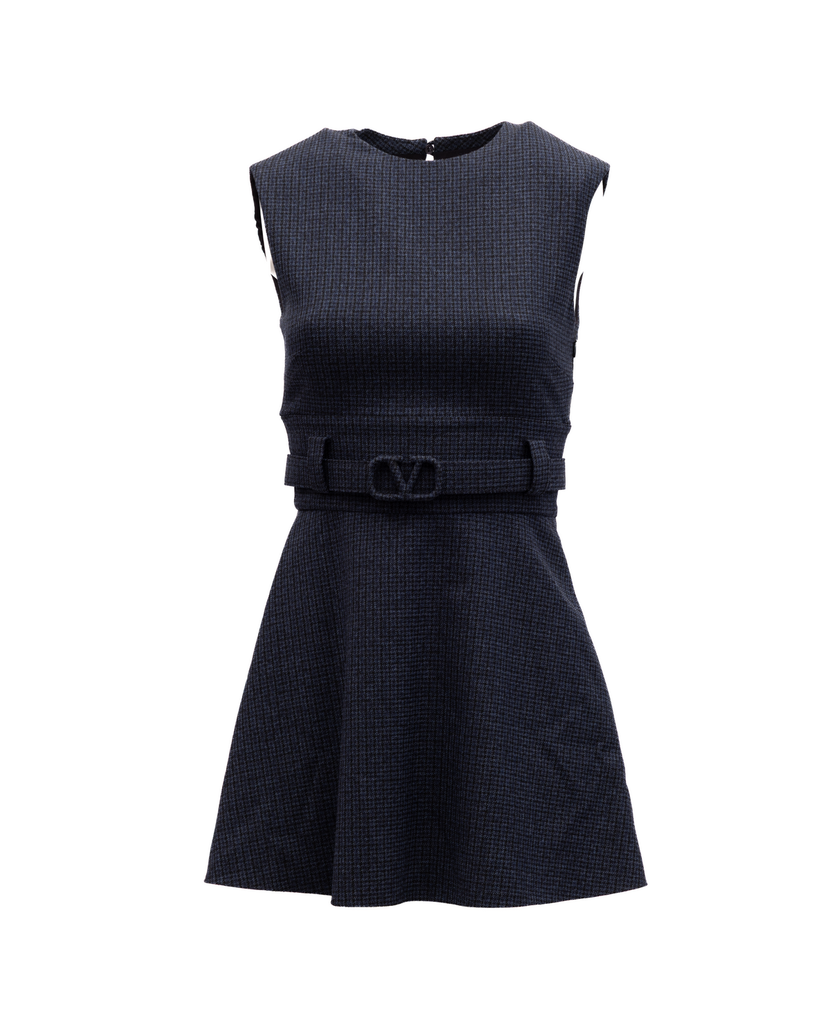 Valentino Garavani Navy Check Sleeveless Mini Women's Dress