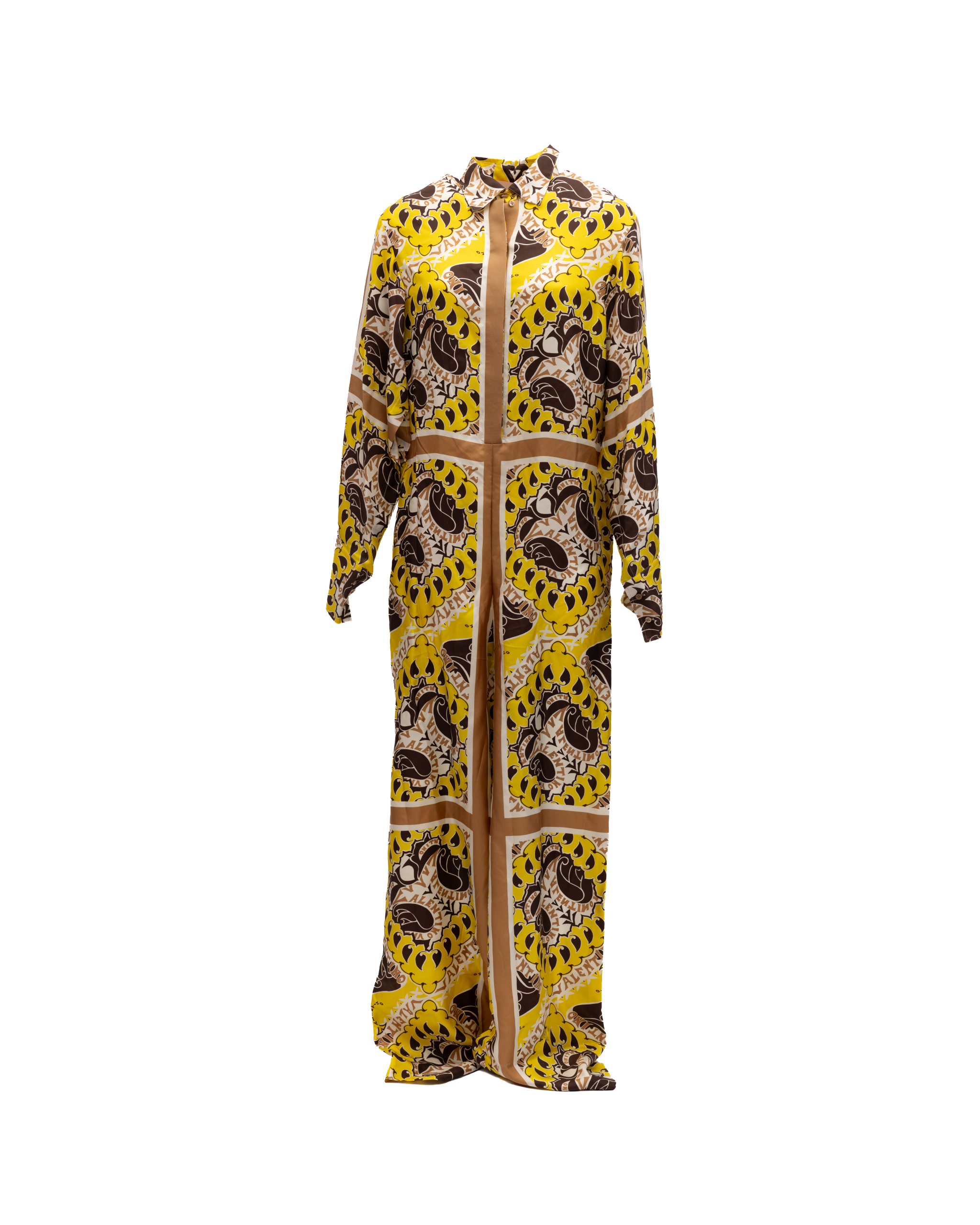 Valentino Garavani Yellow Paisley Print Wide-Leg Women's Jumpsuit