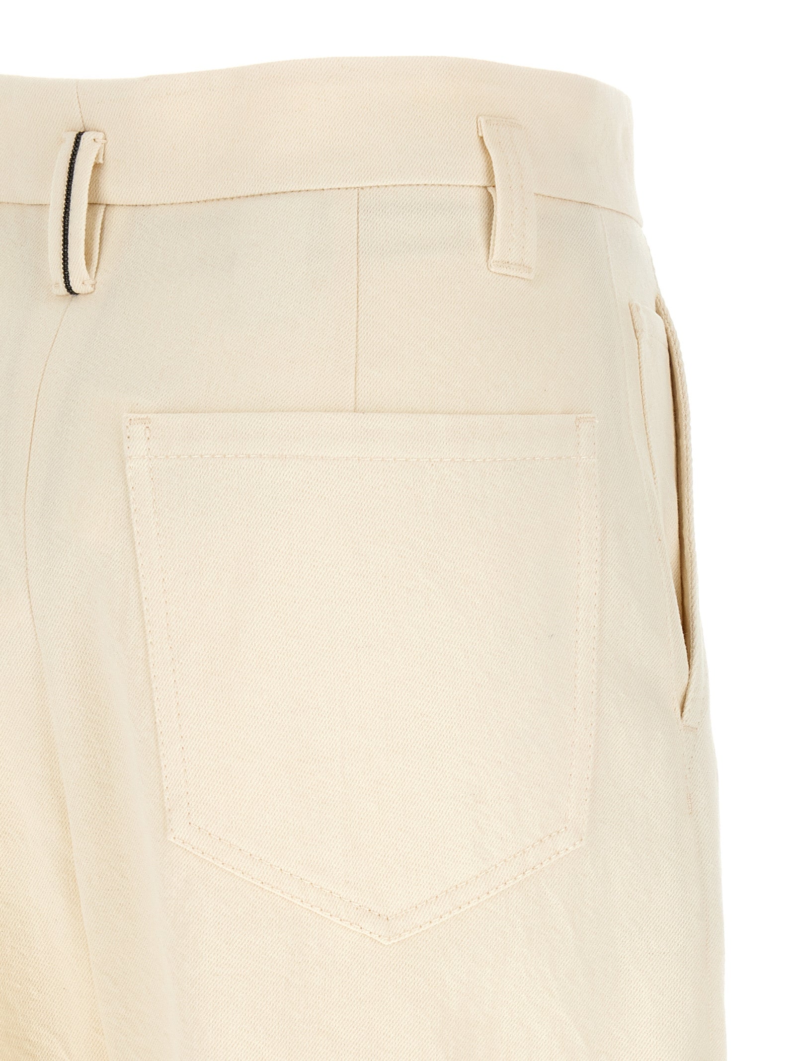 Brunello Cucinelli White Cotton Casual Women's Pants