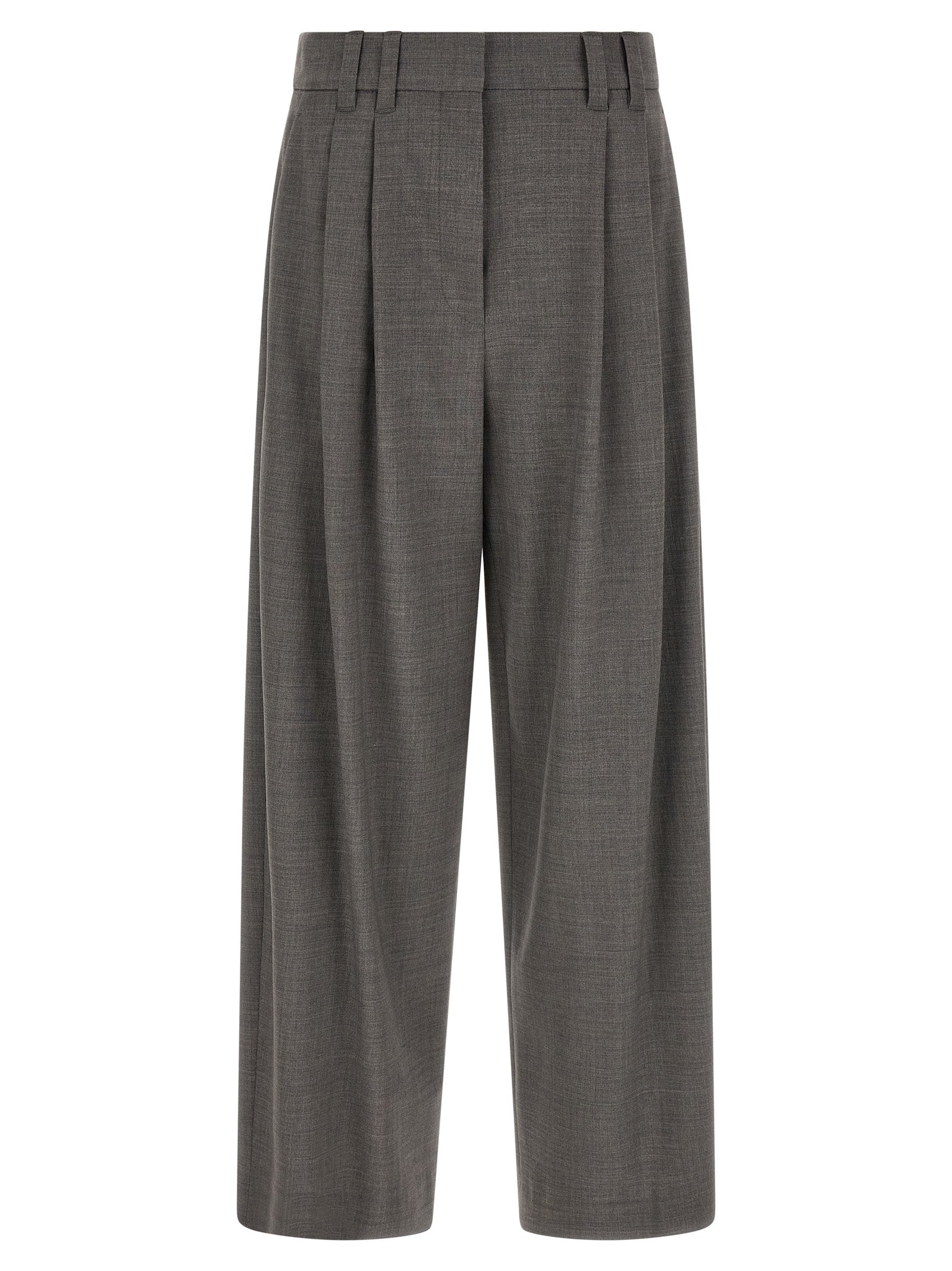 Brunello Cucinelli Gray Virgin Wool Cropped Women's Pants