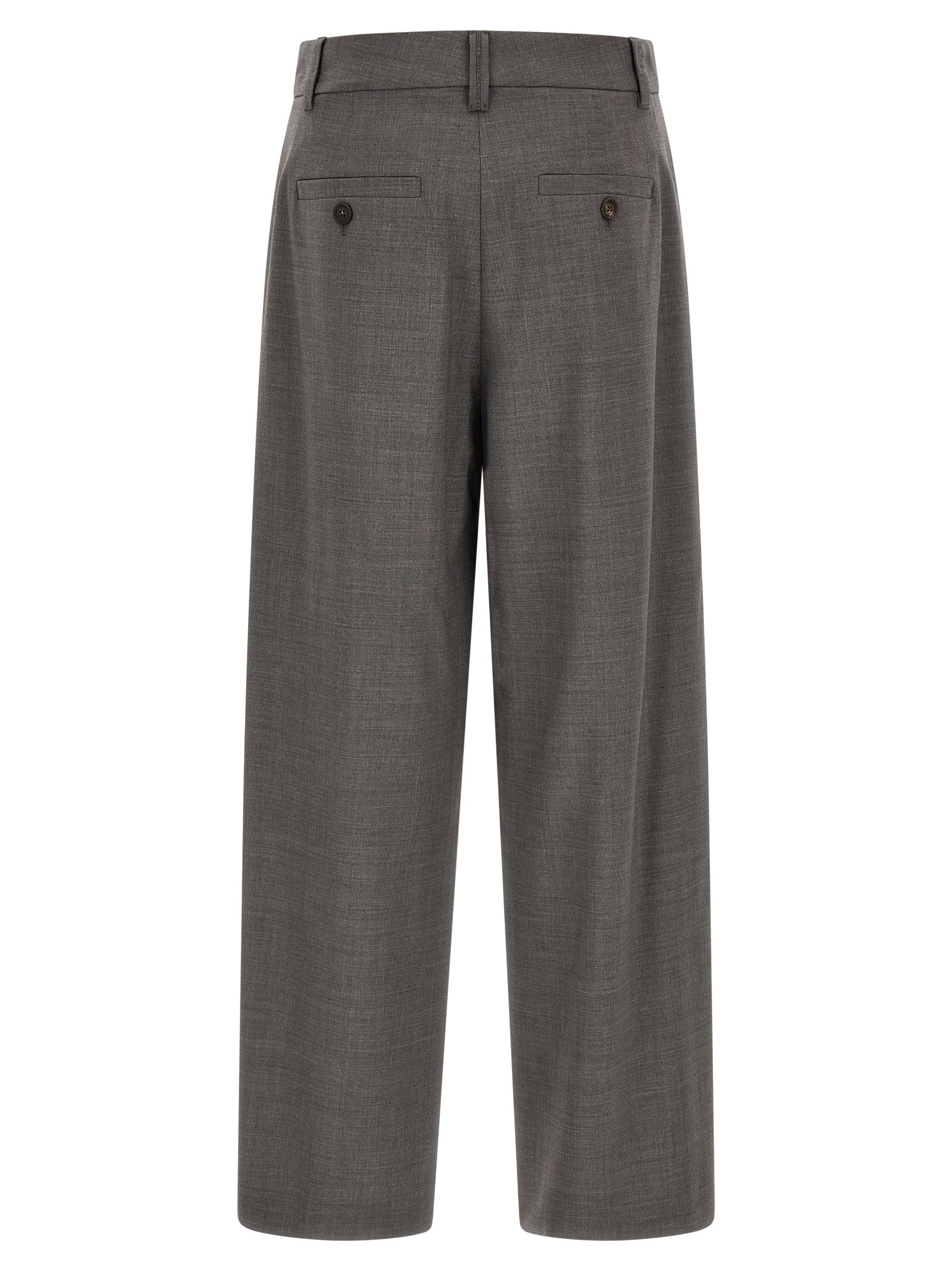 Brunello Cucinelli Gray Virgin Wool Cropped Women's Pants