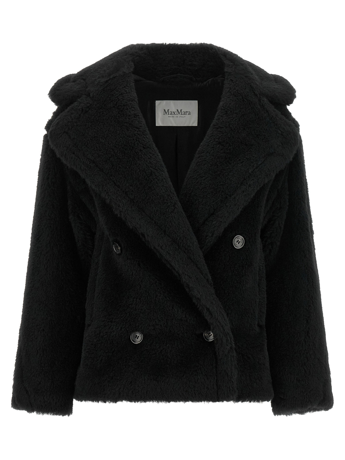 Max Mara Black Alpaca Leather Women's Coat