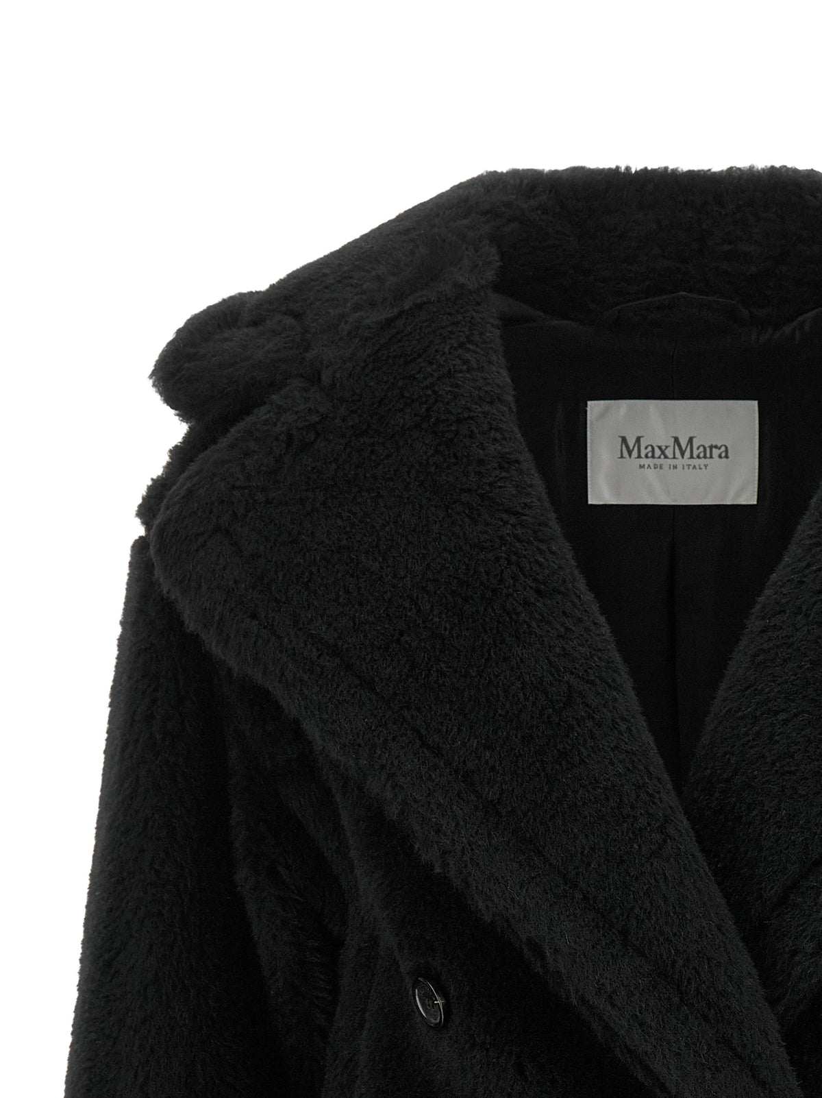 Max Mara Black Alpaca Leather Women's Coat