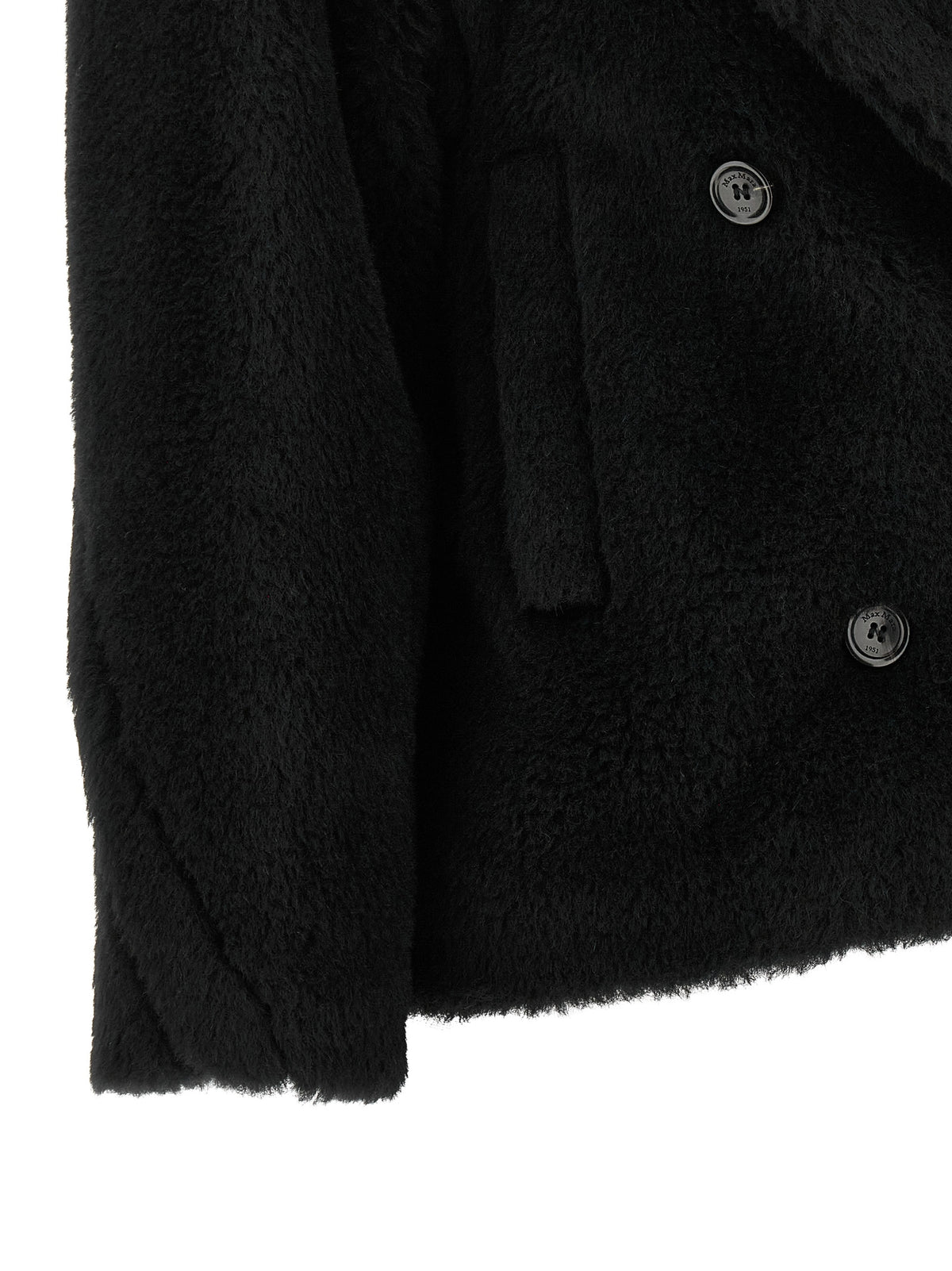 Max Mara Black Alpaca Leather Women's Coat