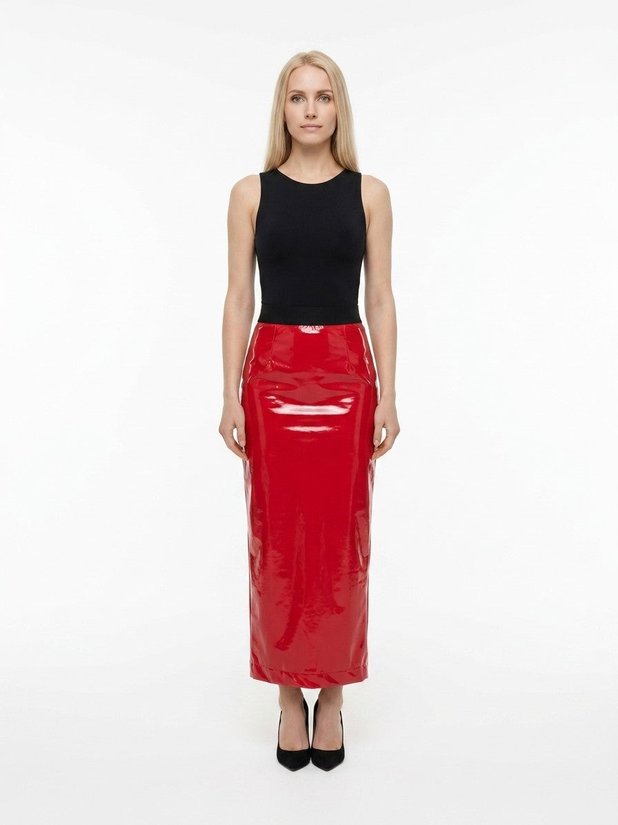 Dolce & Gabbana Red Elastane Long Women's Skirt