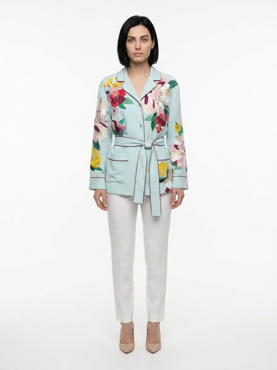 Dolce & Gabbana Blue Elastane Pattern Women's Shirt