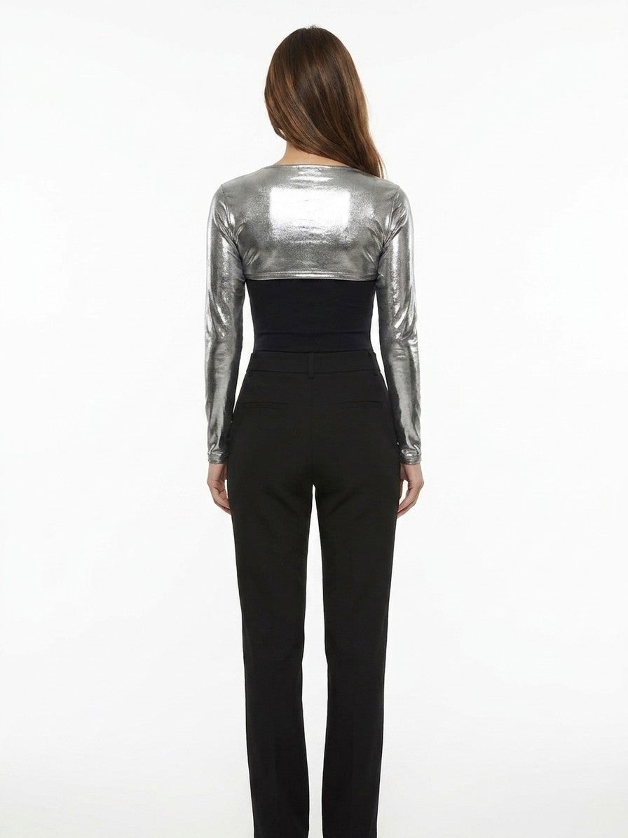 Dolce & Gabbana Silver Elastane Casual Women's Pants