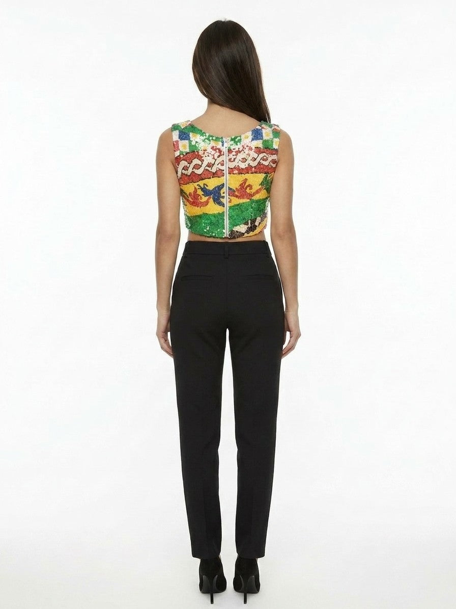 Dolce & Gabbana Multicolor Polyester Sleeveles Women's T-Shirt