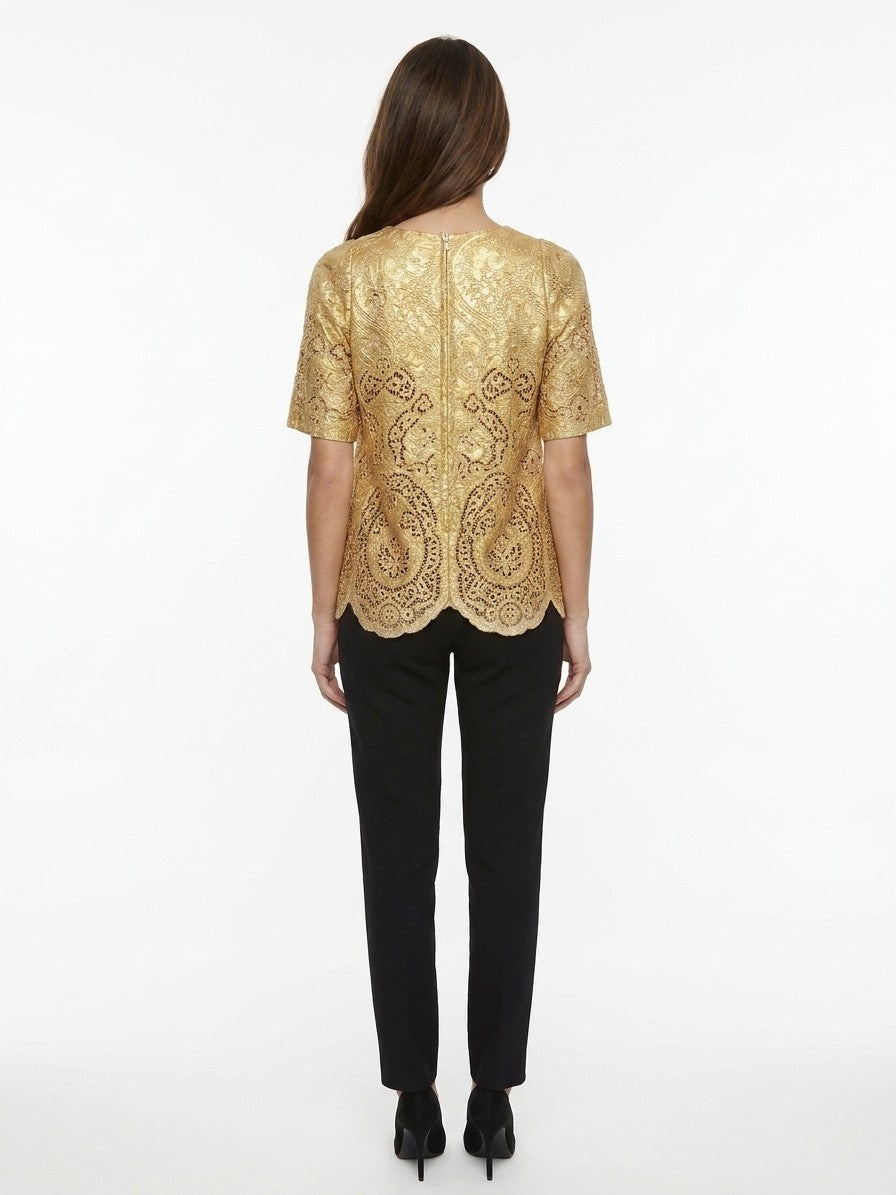 Dolce & Gabbana Gold Marabou Women's Blouse