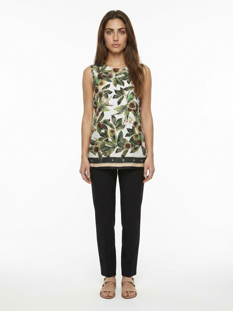 Dolce & Gabbana Bicolor Silk Sleeveles Women's T-Shirt