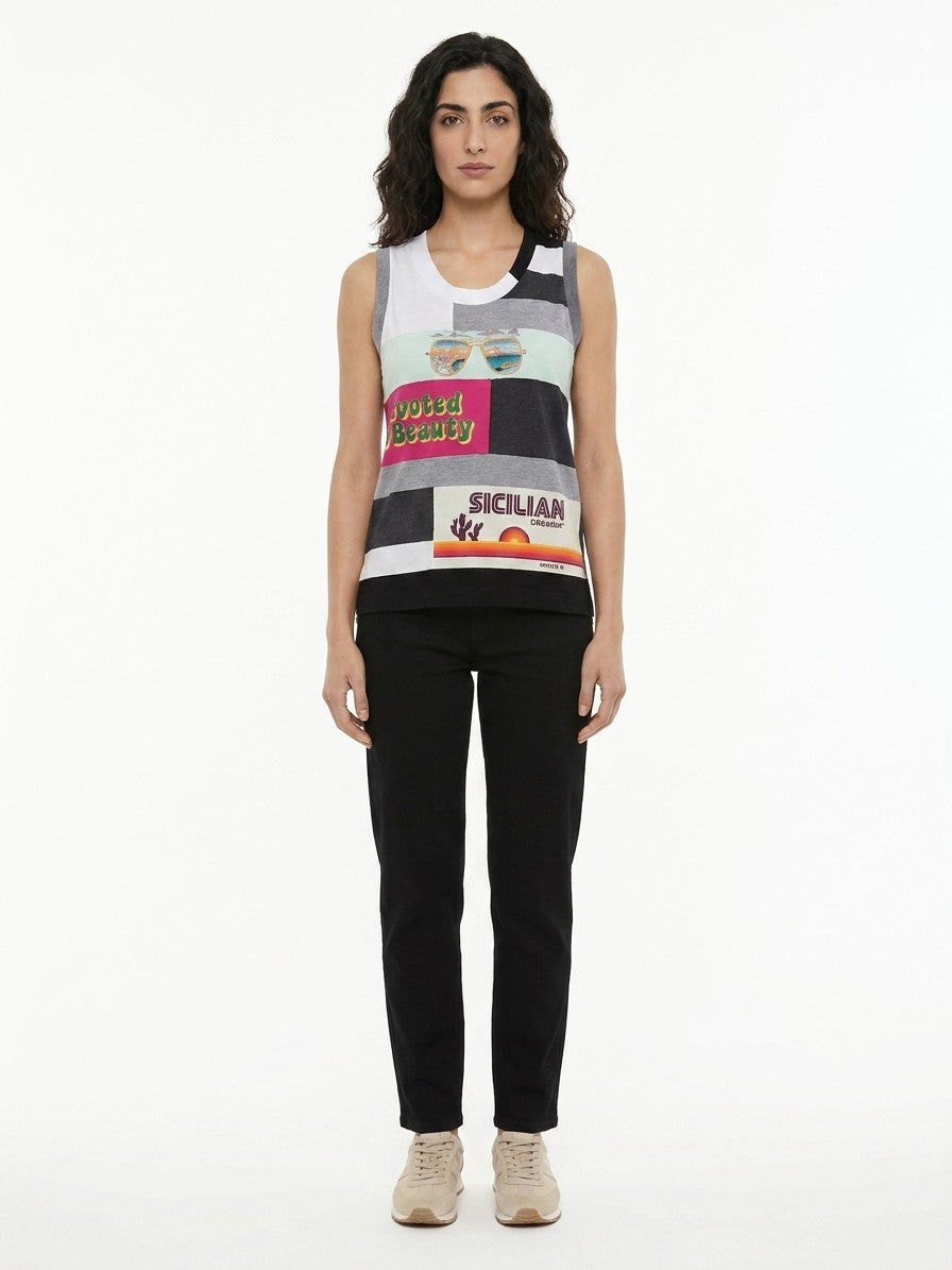 Dolce & Gabbana Blue Cotton Tank Women's Tops