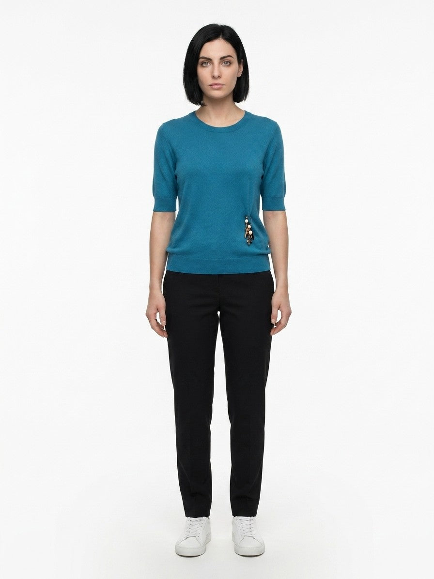 Dolce & Gabbana Light Blue Silk Women's Sweatshirt