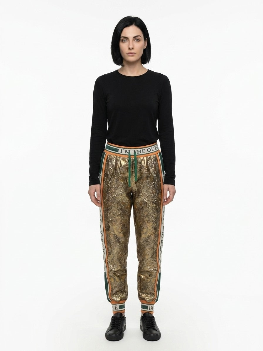 Dolce & Gabbana Gold Metallic Fibre Casual Women's Pants