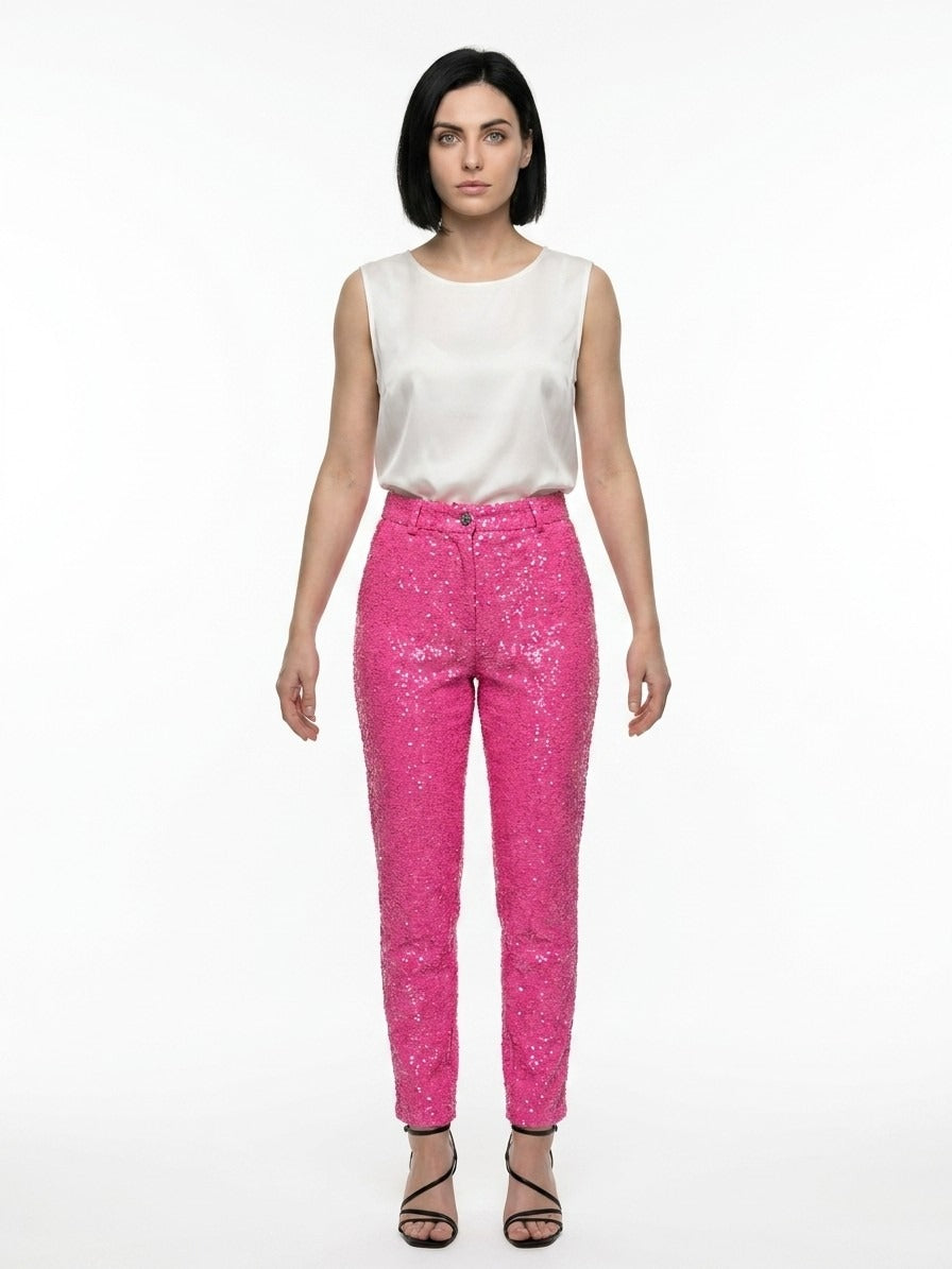 Dolce & Gabbana Pink Elastane Casual Women's Pants