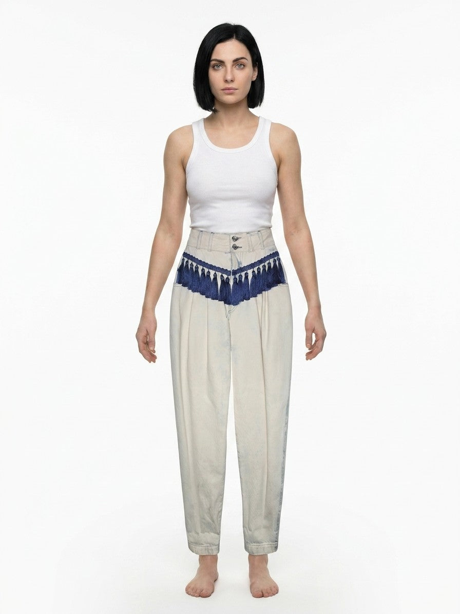 Dolce & Gabbana Navy Blue Cotton Casual Women's Pants