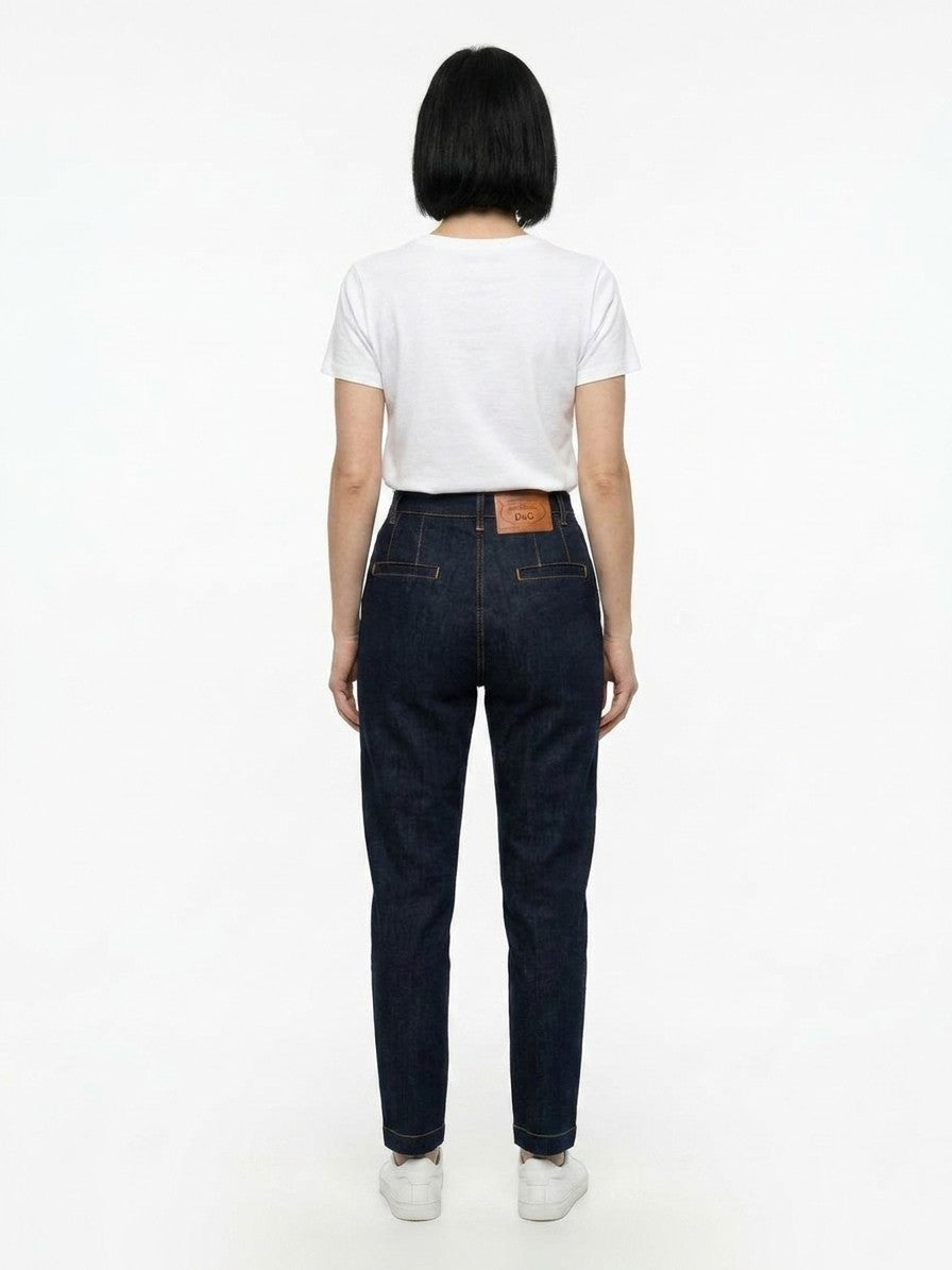 Dolce & Gabbana Navy Blue Cotton Straight-Leg Women's Jeans