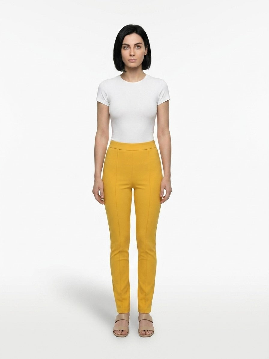 Dolce & Gabbana Yellow Polyester Skinny Women's Pants