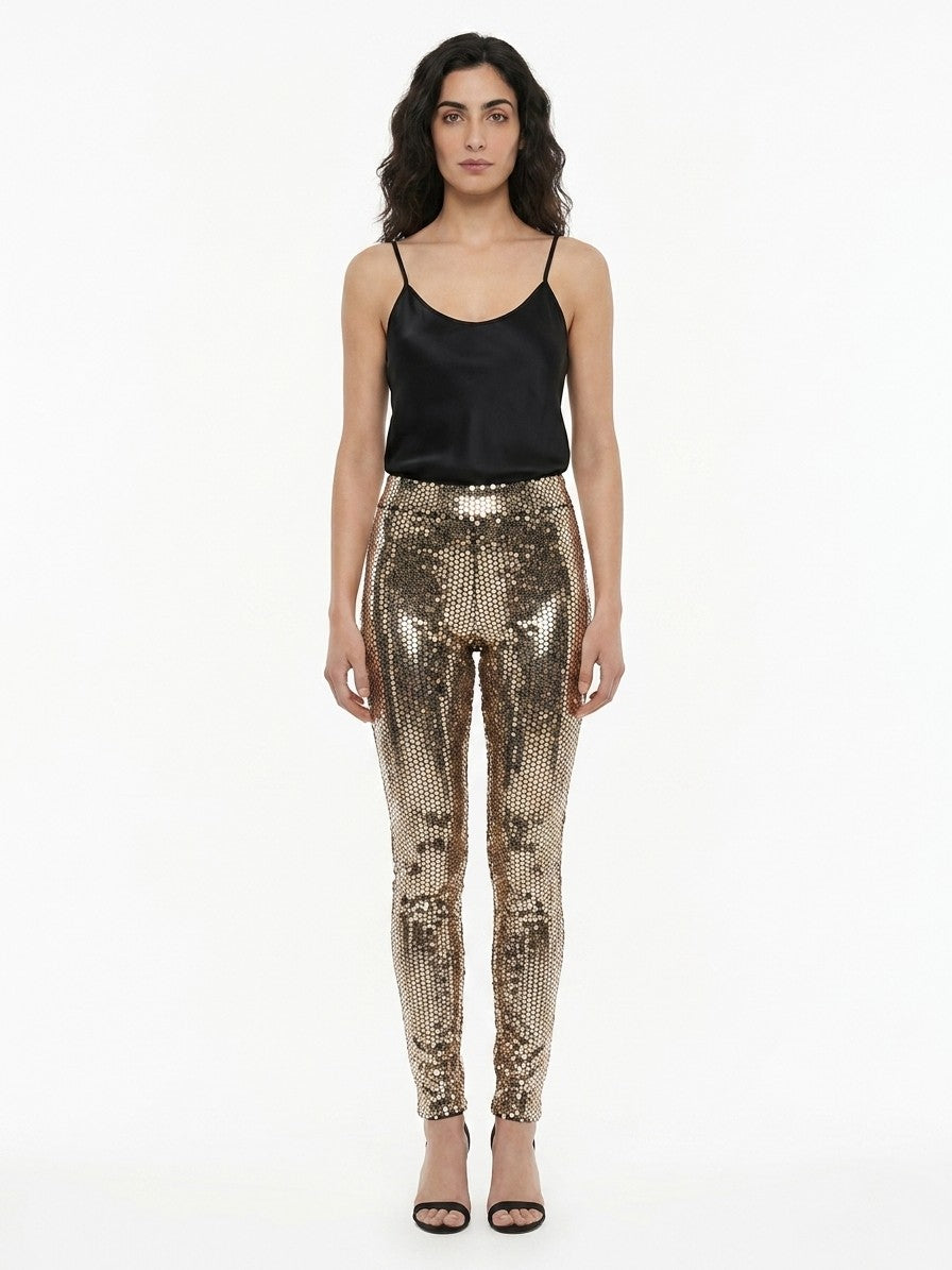 Dolce & Gabbana Gold Elastane Casual Women's Pants