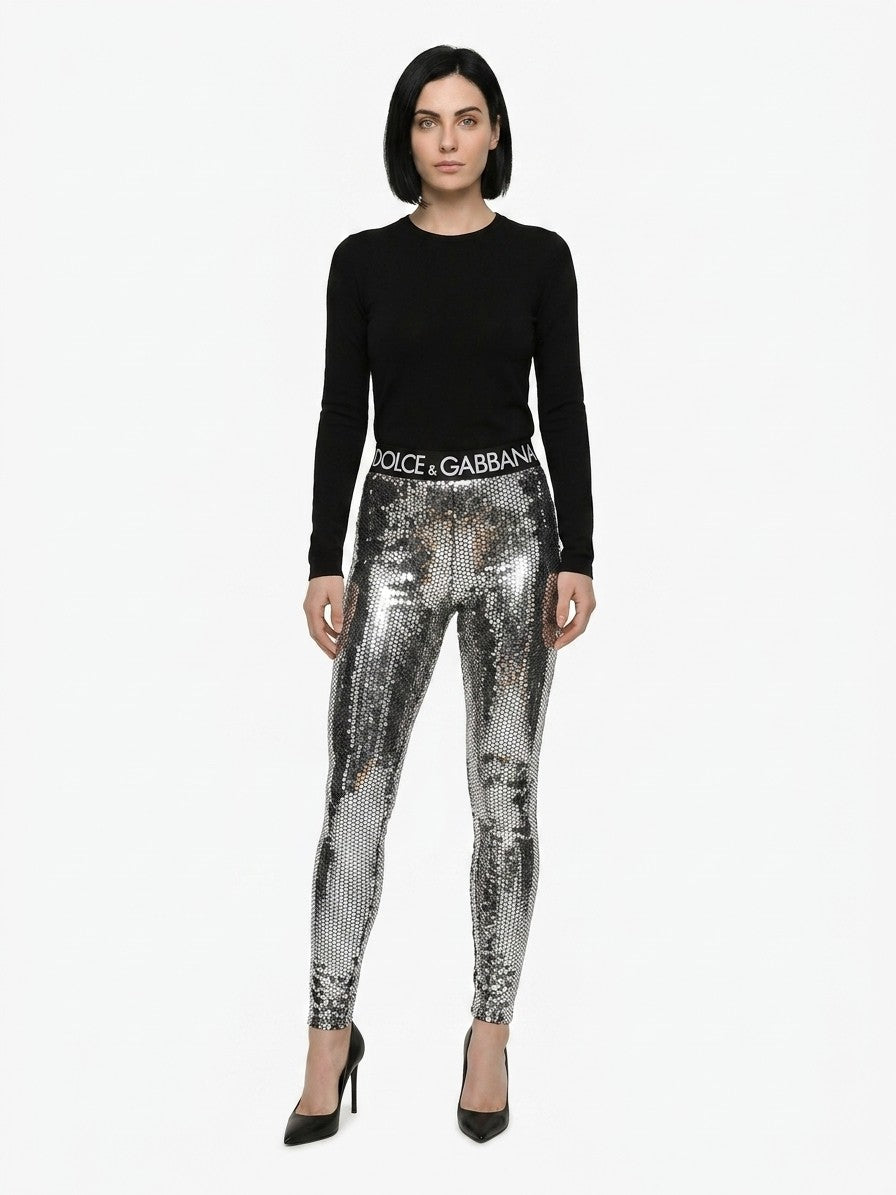Dolce & Gabbana Silver Cotton Women's Leggings