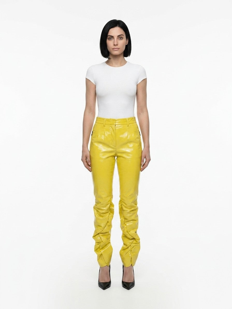 Dolce & Gabbana Yellow Polyester Casual Women's Pants