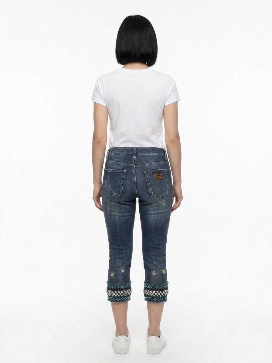 Dolce & Gabbana Blue Cotton Cropped Women's Jeans