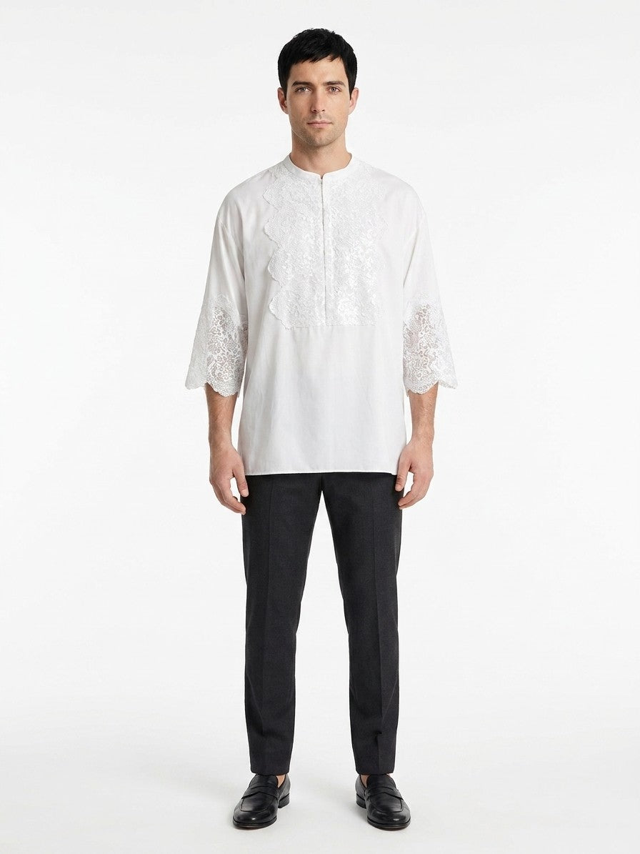 Dolce & Gabbana White Cotton Dress Men's Shirt