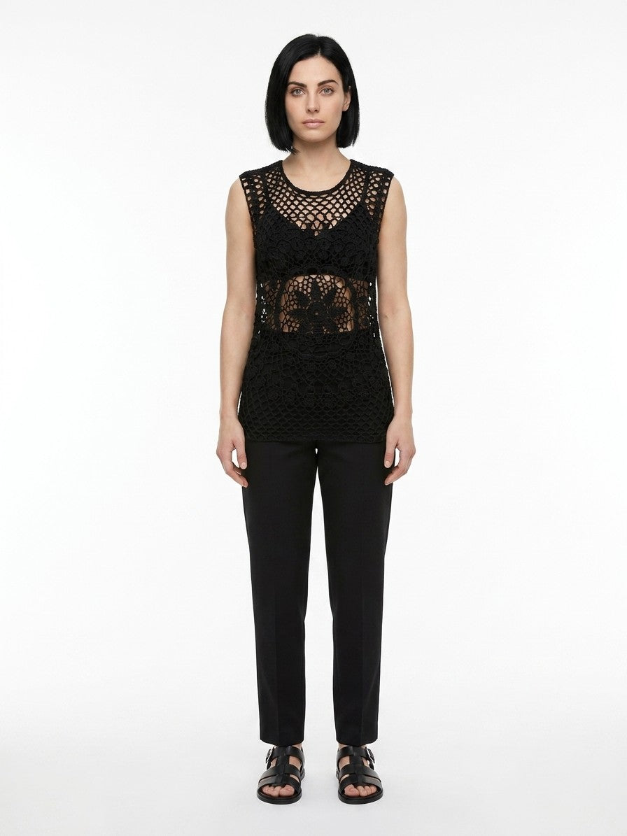 Dolce & Gabbana Black Cotton Sleeveles Women's Sweater