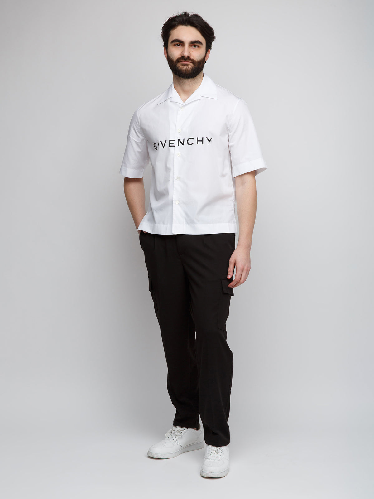 Givenchy Bicolor Cotton Shortsleeve Men's Shirt
