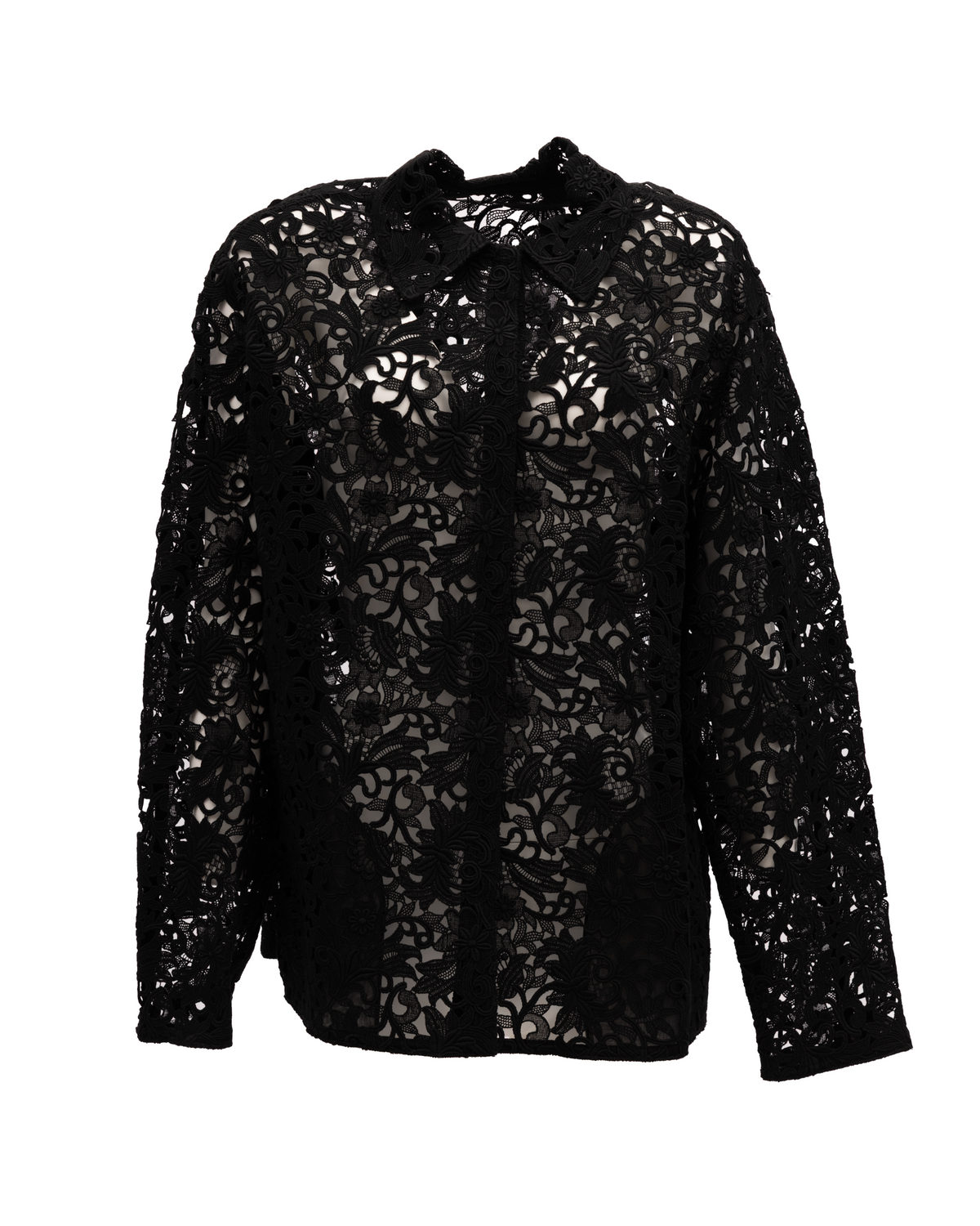 Valentino Garavani Black Floral Lace Women's Shirt