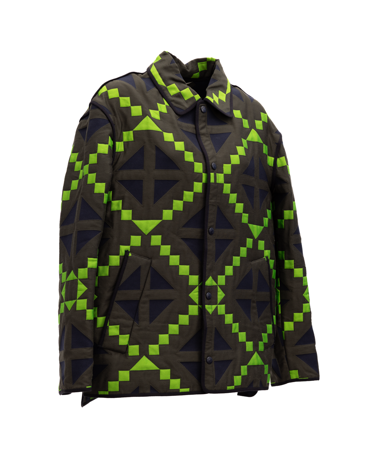Valentino Garavani Green Geometric Button-Up Women's Jacket