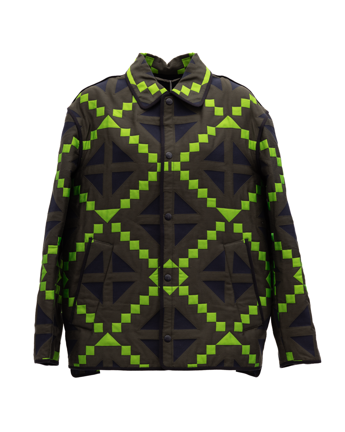 Valentino Garavani Green Geometric Button-Up Women's Jacket