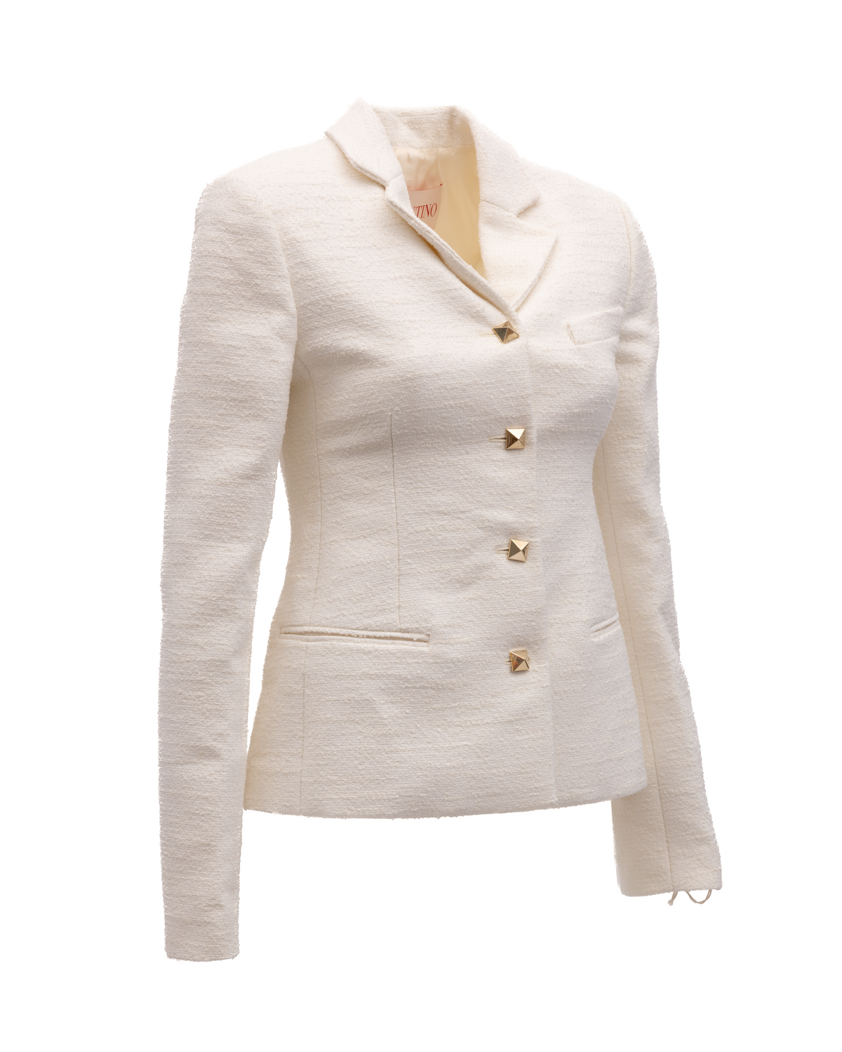 Valentino Garavani Off-White Tailored Blazer with Gold Stud Women's Buttons