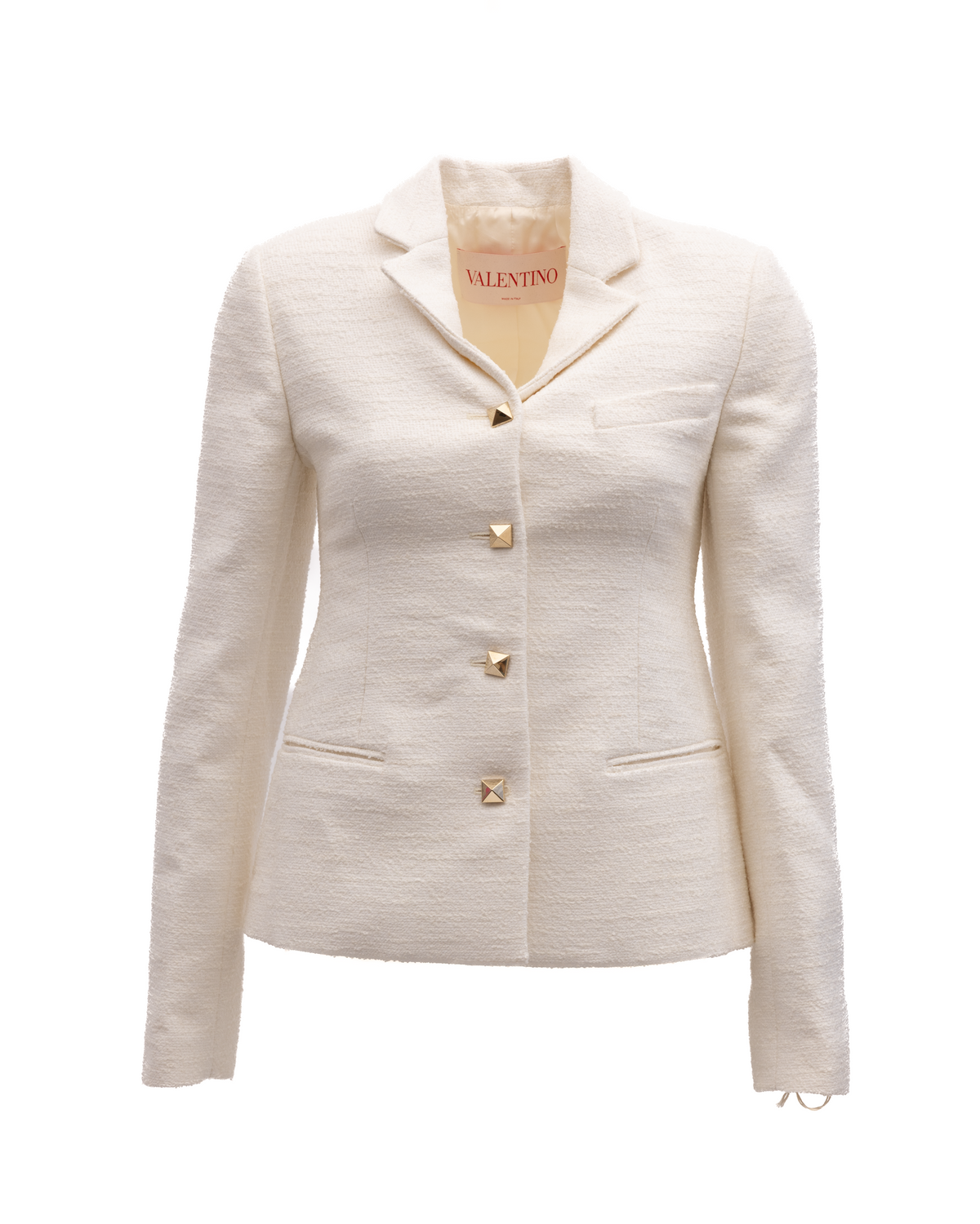 Valentino Garavani Off-White Tailored Blazer with Gold Stud Women's Buttons