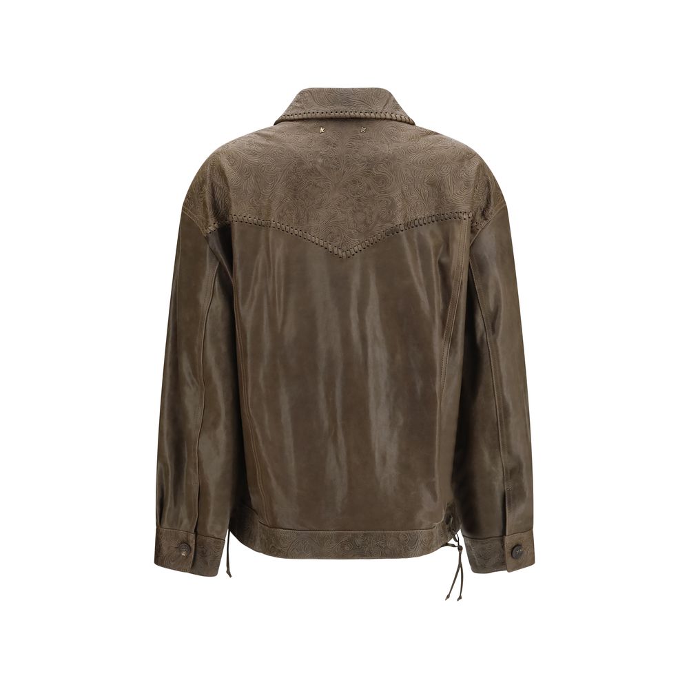Golden Goose Brown Calf Leather Bos Taurus Leather Women's Jacket