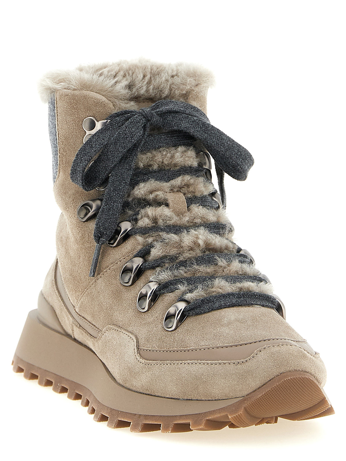 Brunello Cucinelli Beige Calfskin Ankle Women's Boots