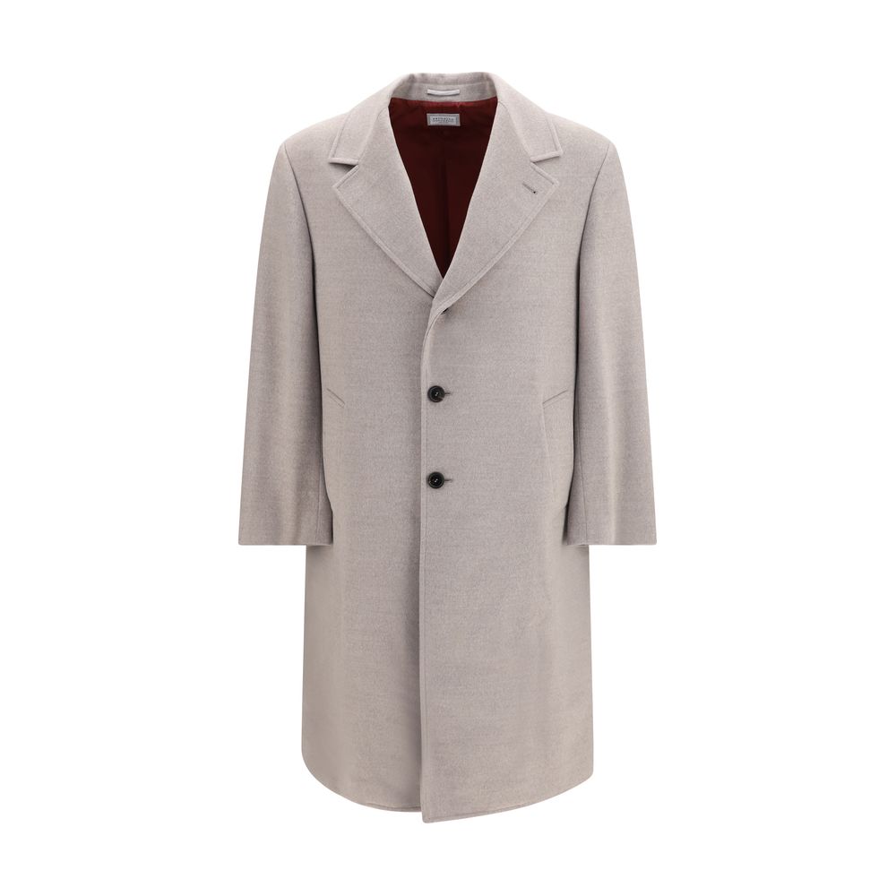 Brunello Cucinelli Beige Wool Oves Aries Men's Coat