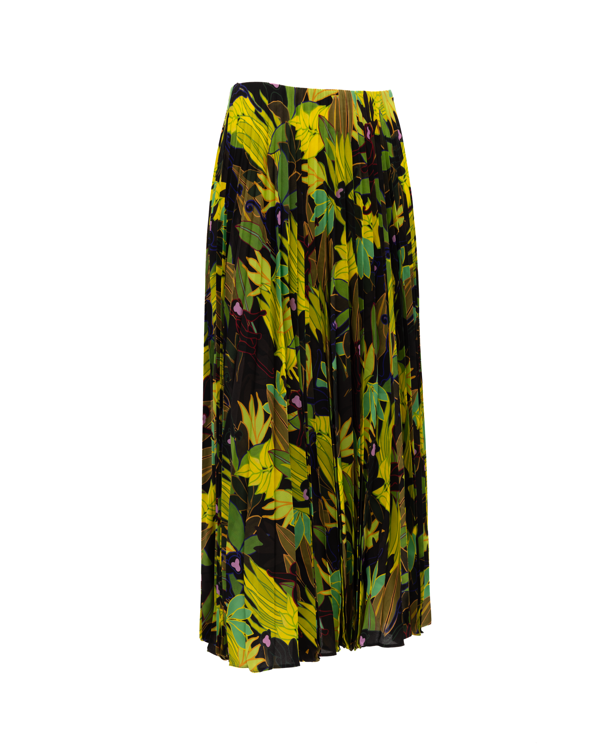 Valentino Garavani Green Print Pleated Women's Skirt