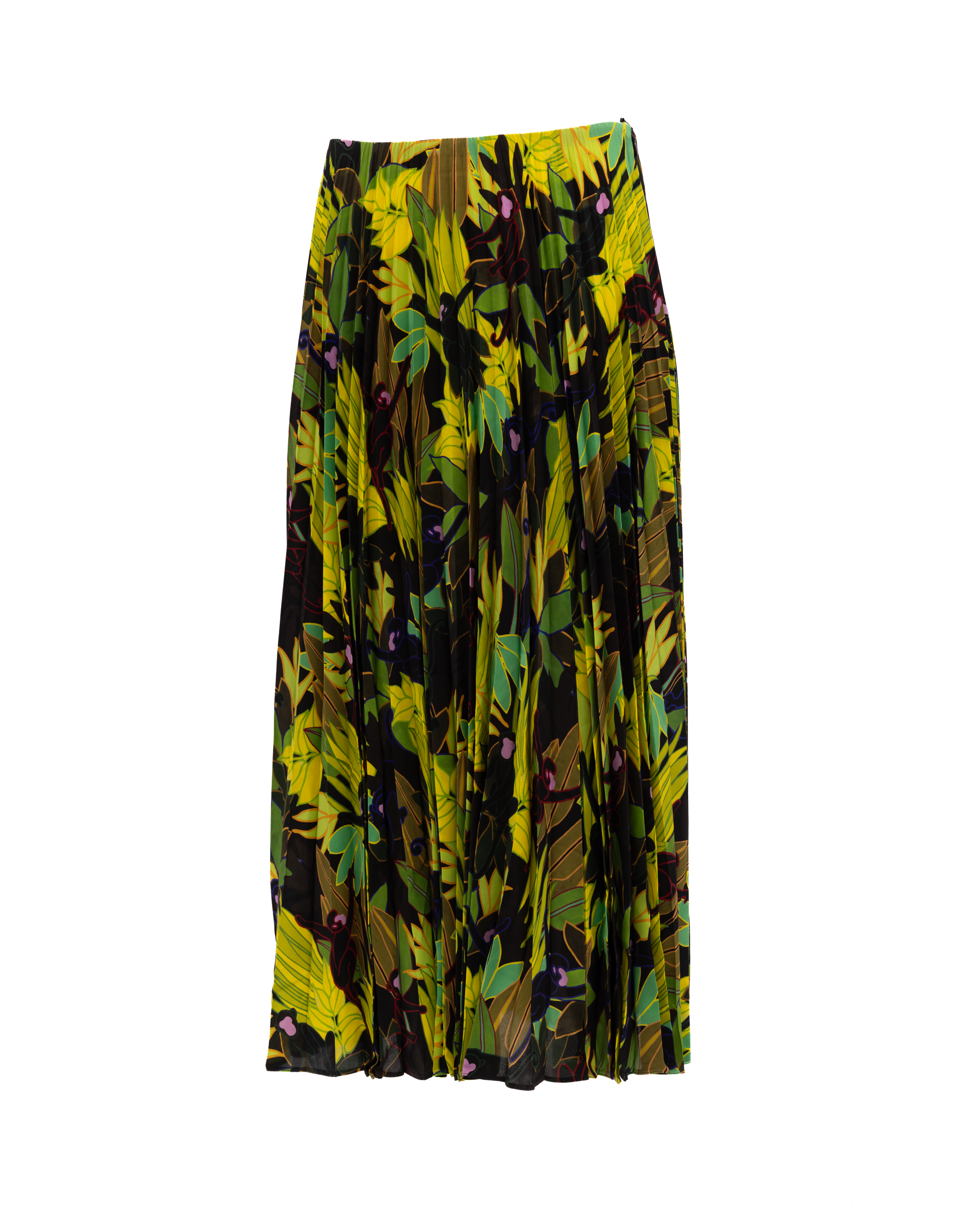 Valentino Garavani Green Print Pleated Women's Skirt