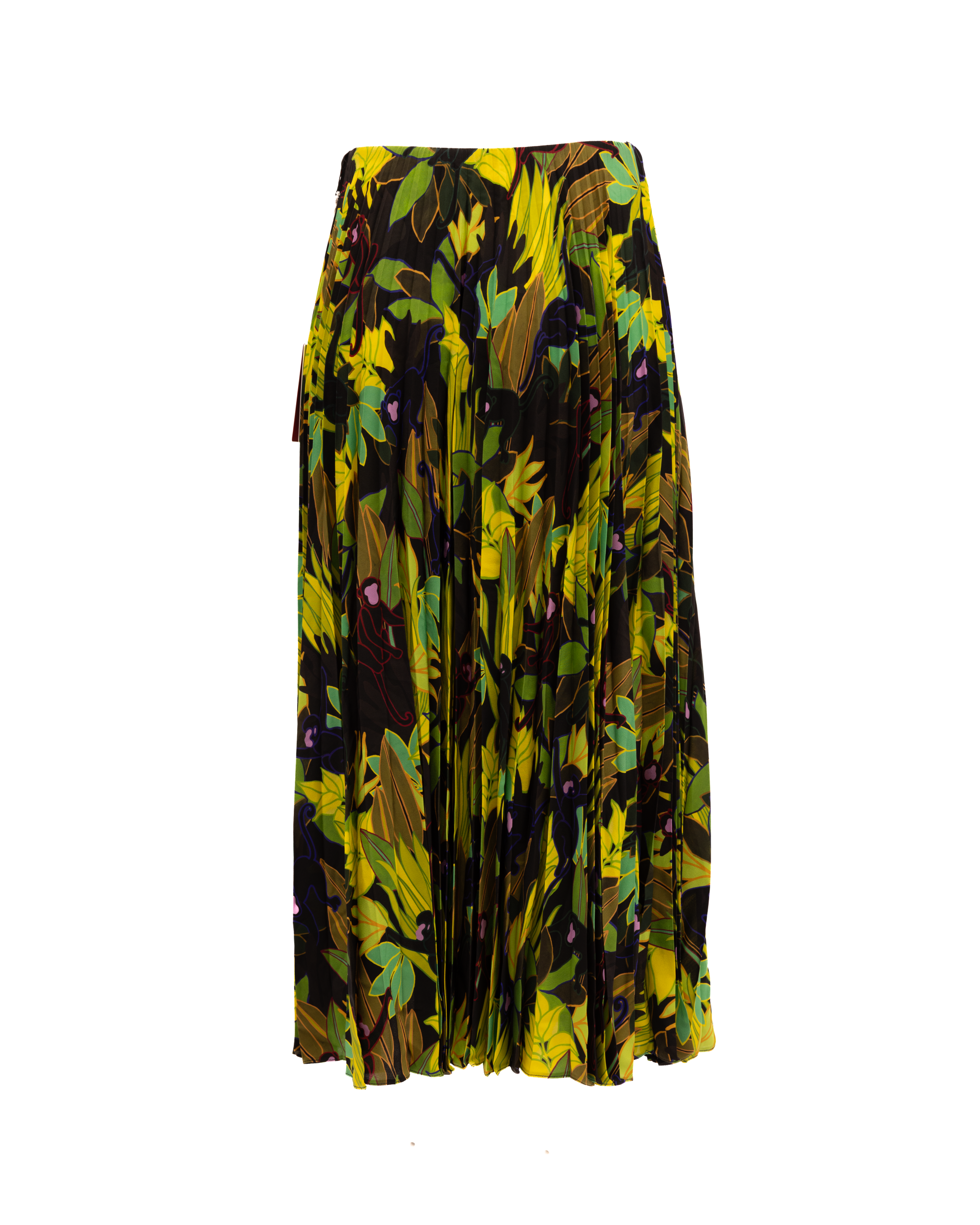 Valentino Garavani Green Print Pleated Women's Skirt