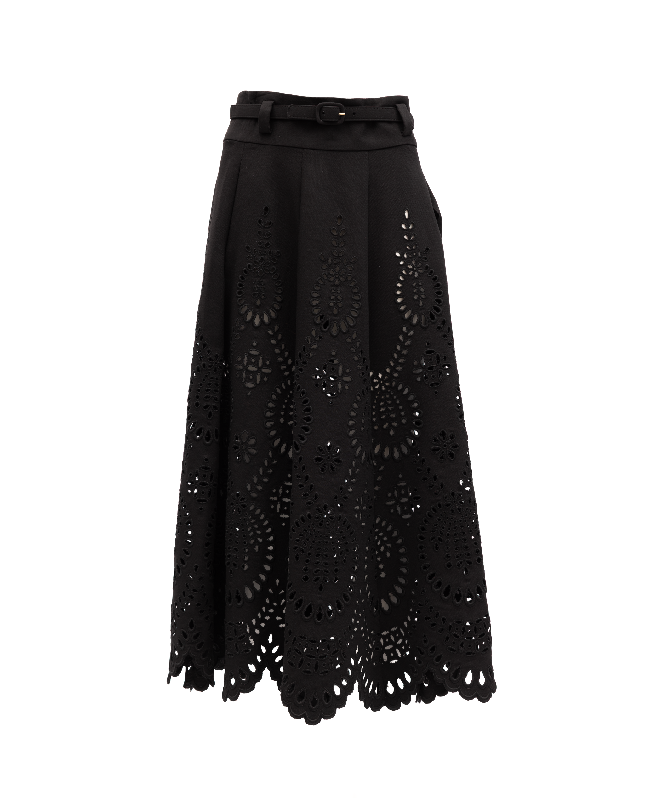 Valentino Garavani Cut-Out Floral Midi Black Women's Skirt