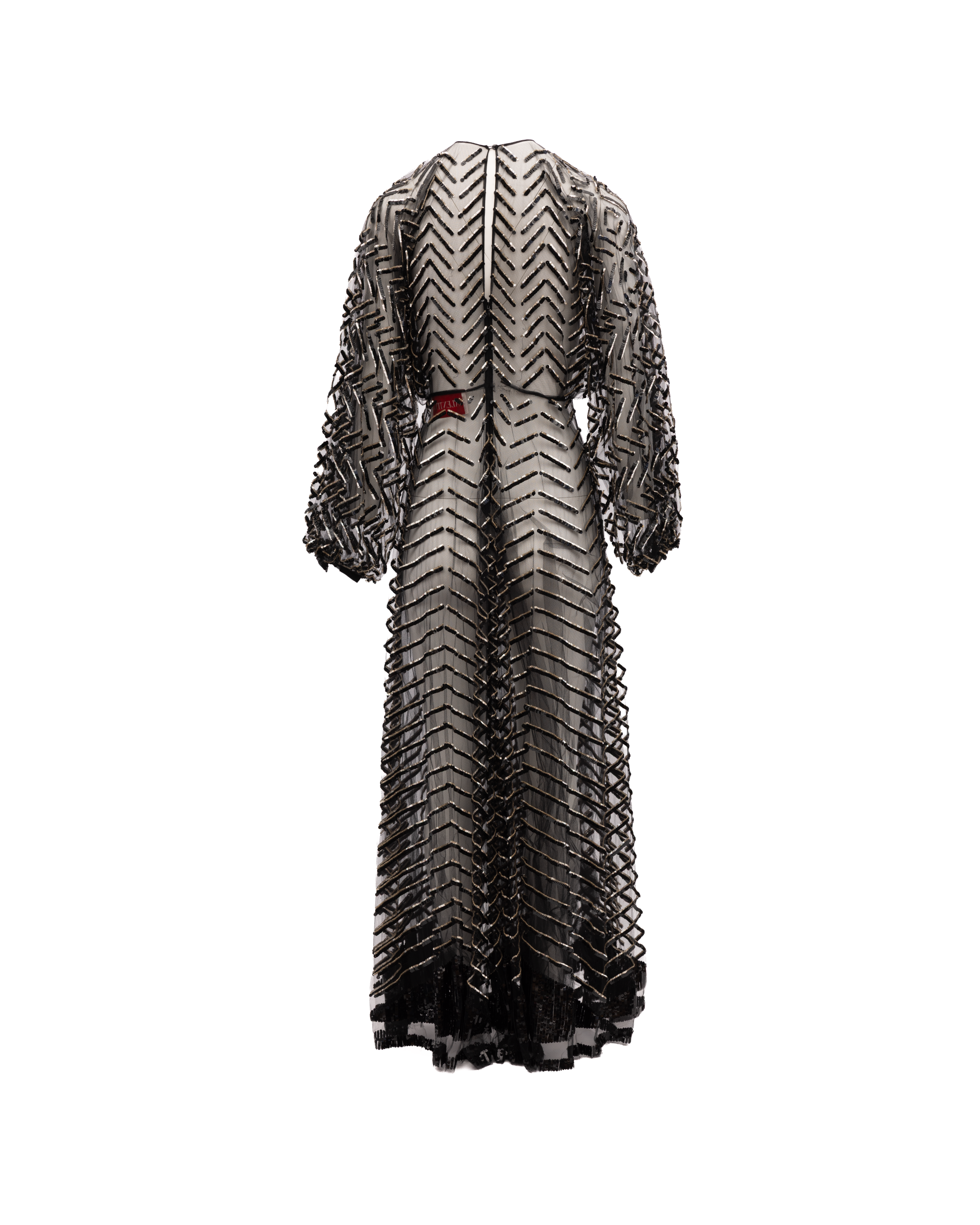 Valentino Garavani Black Embroidered Evening Women's Dress