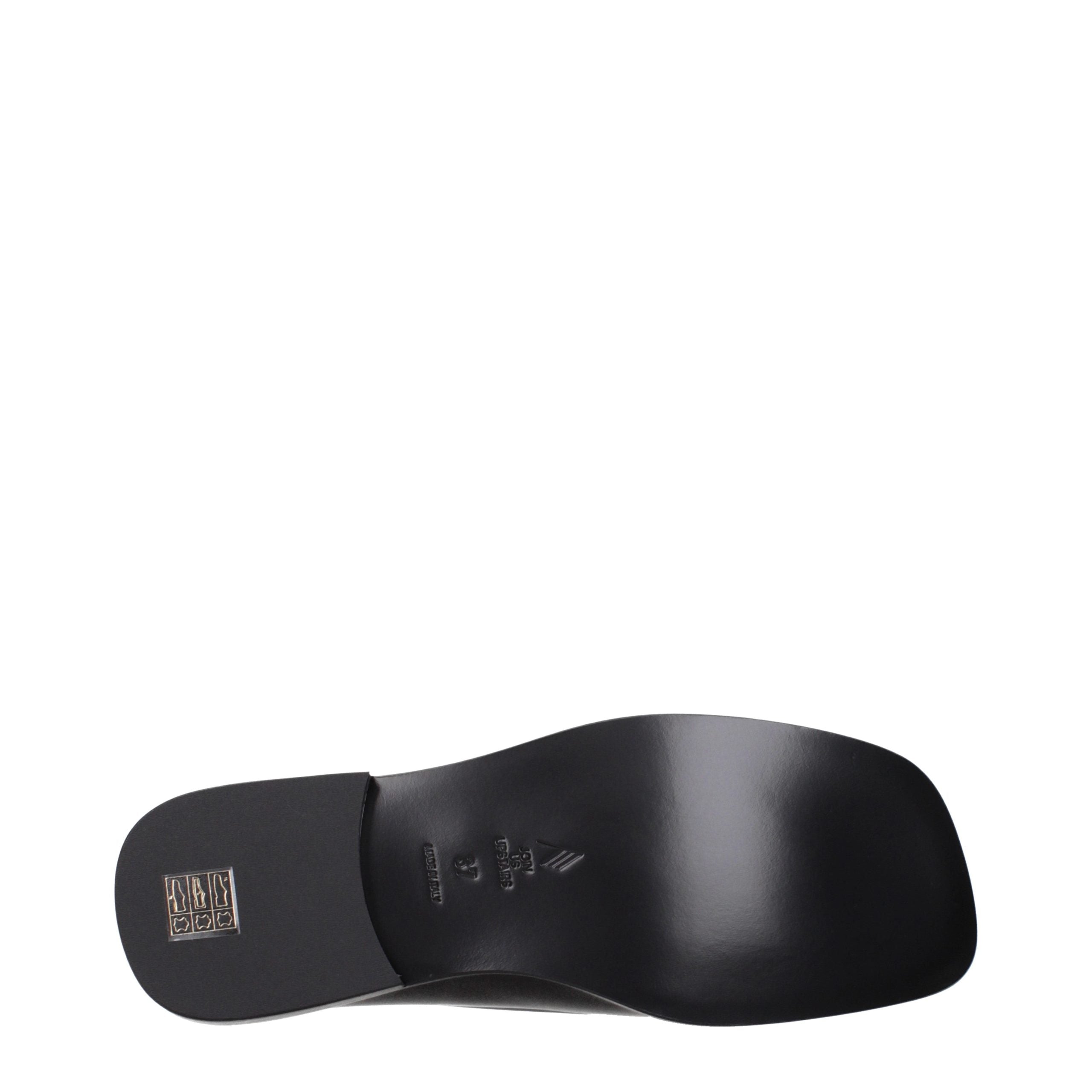 The Attico Black Leather Slip-On Women's Loafers